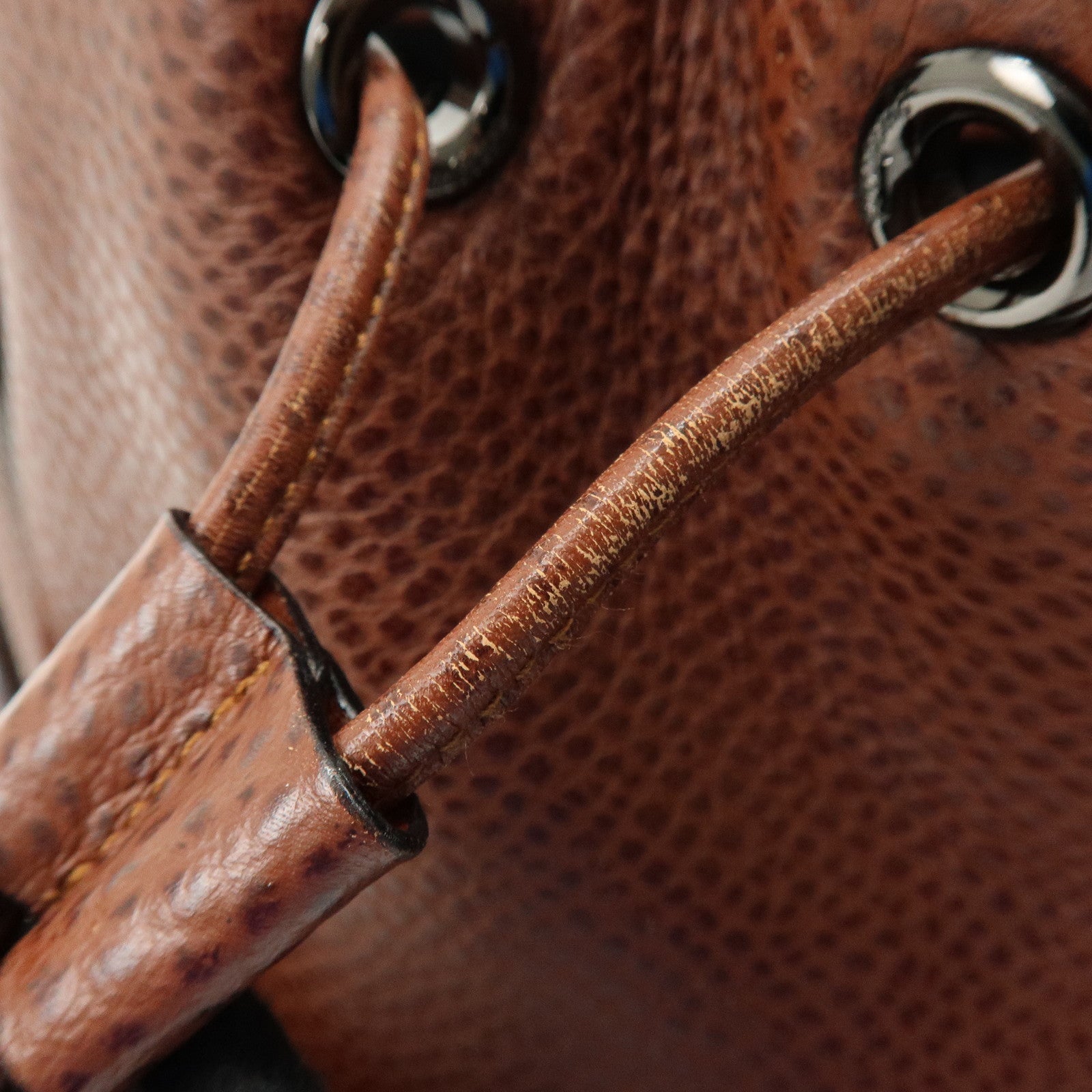 Ferragamo Gancini Leather Drawstring Bag Shoulder Bag Brown