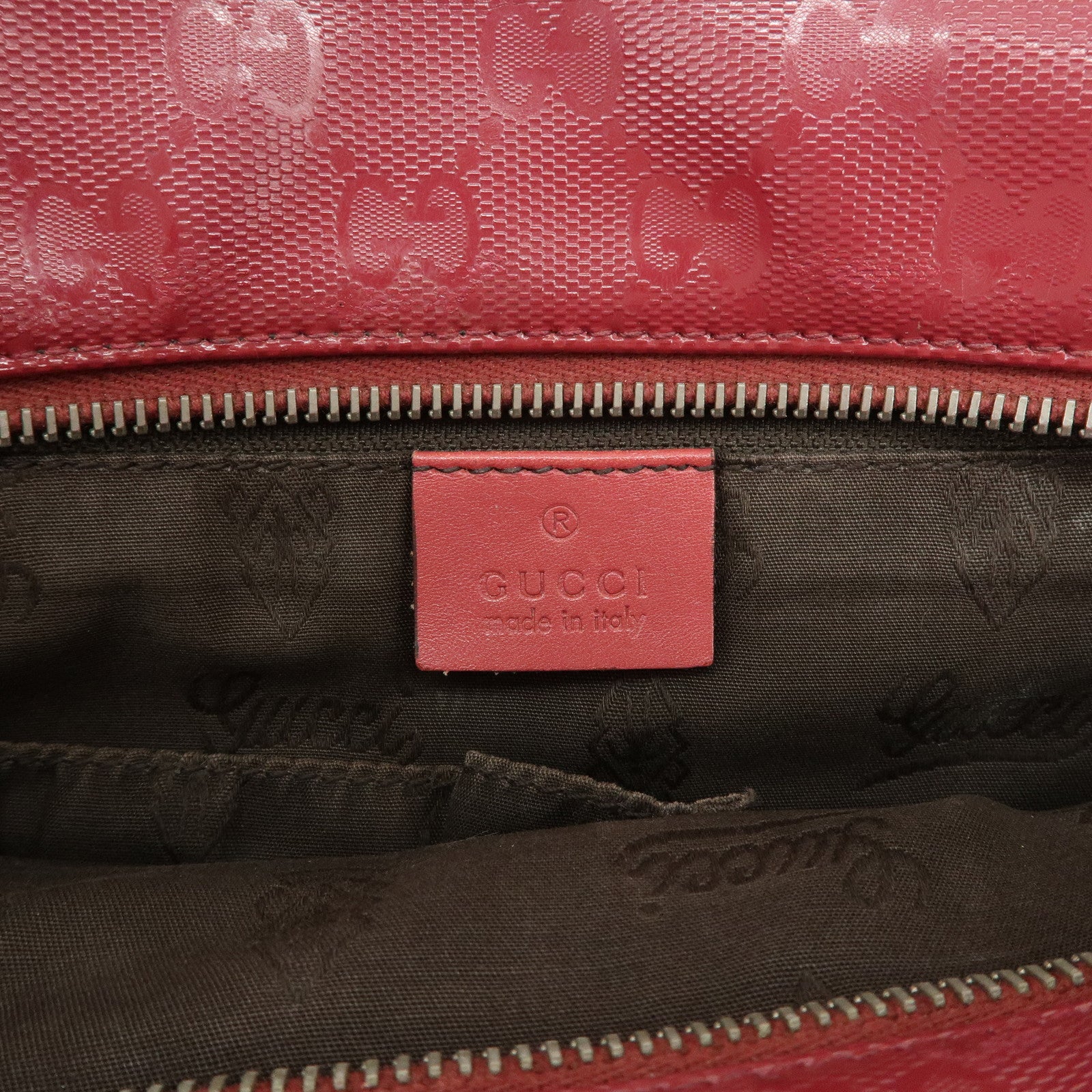 GUCCI Logo GG Imprime Leather Tote Bag Shoulder Bag Pink 211138