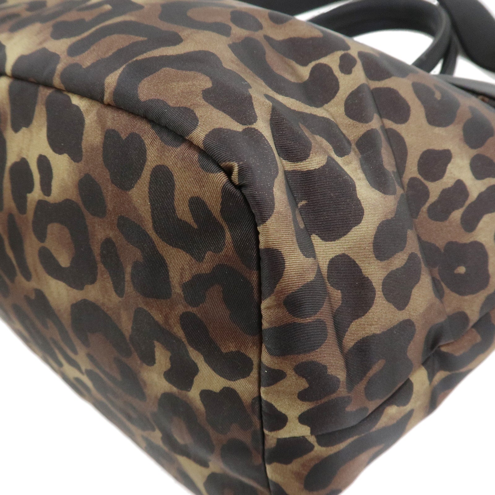 PRADA Logo Nylon Leather Leopard 2Way Bag Shoulder Bag Black B1959V