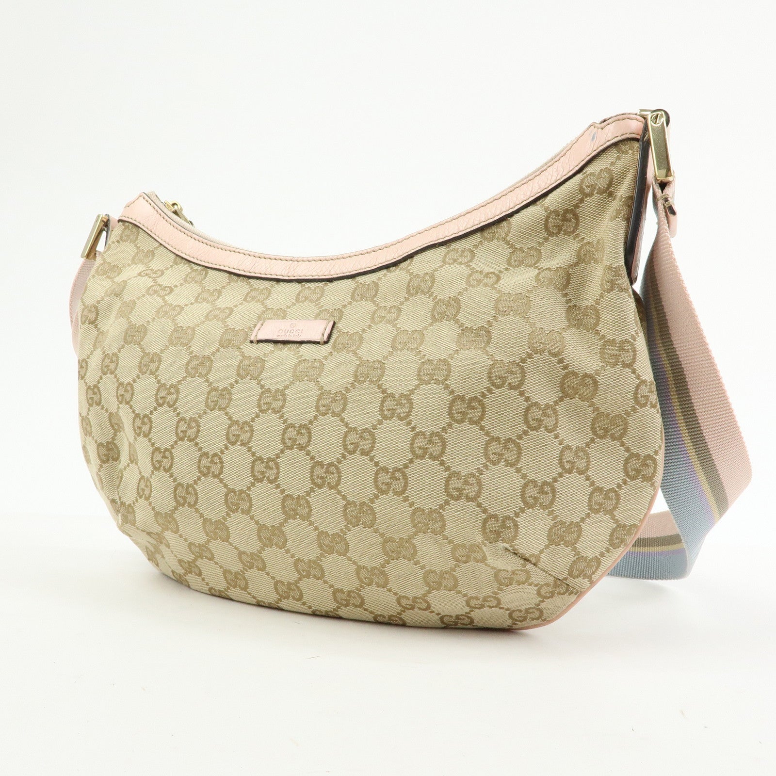 GUCCI Sherry GG Canvas Leather Shoulder Crossbody Bag Beige 181092