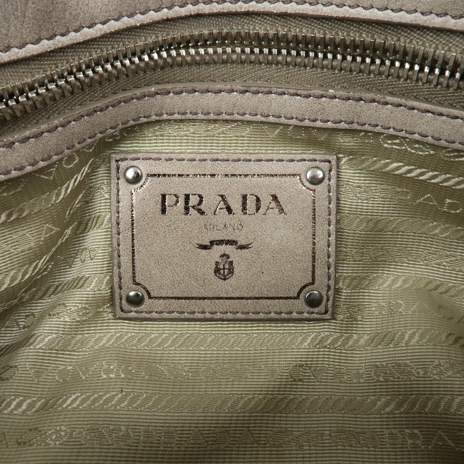 PRADA Leather Gathered 2Way Bag Hand Bag Shoulder Bag Gray BN1407