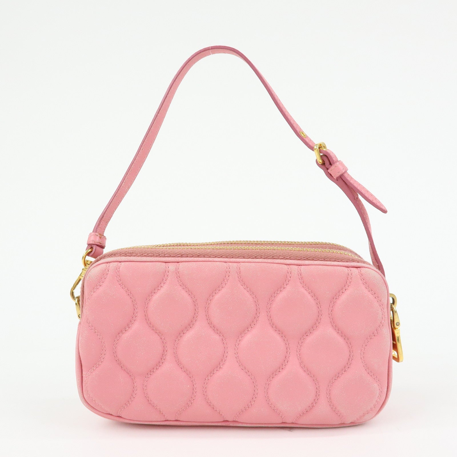 MIU MIU Nappa Leather Hand Bag Accessory Pouch Pink