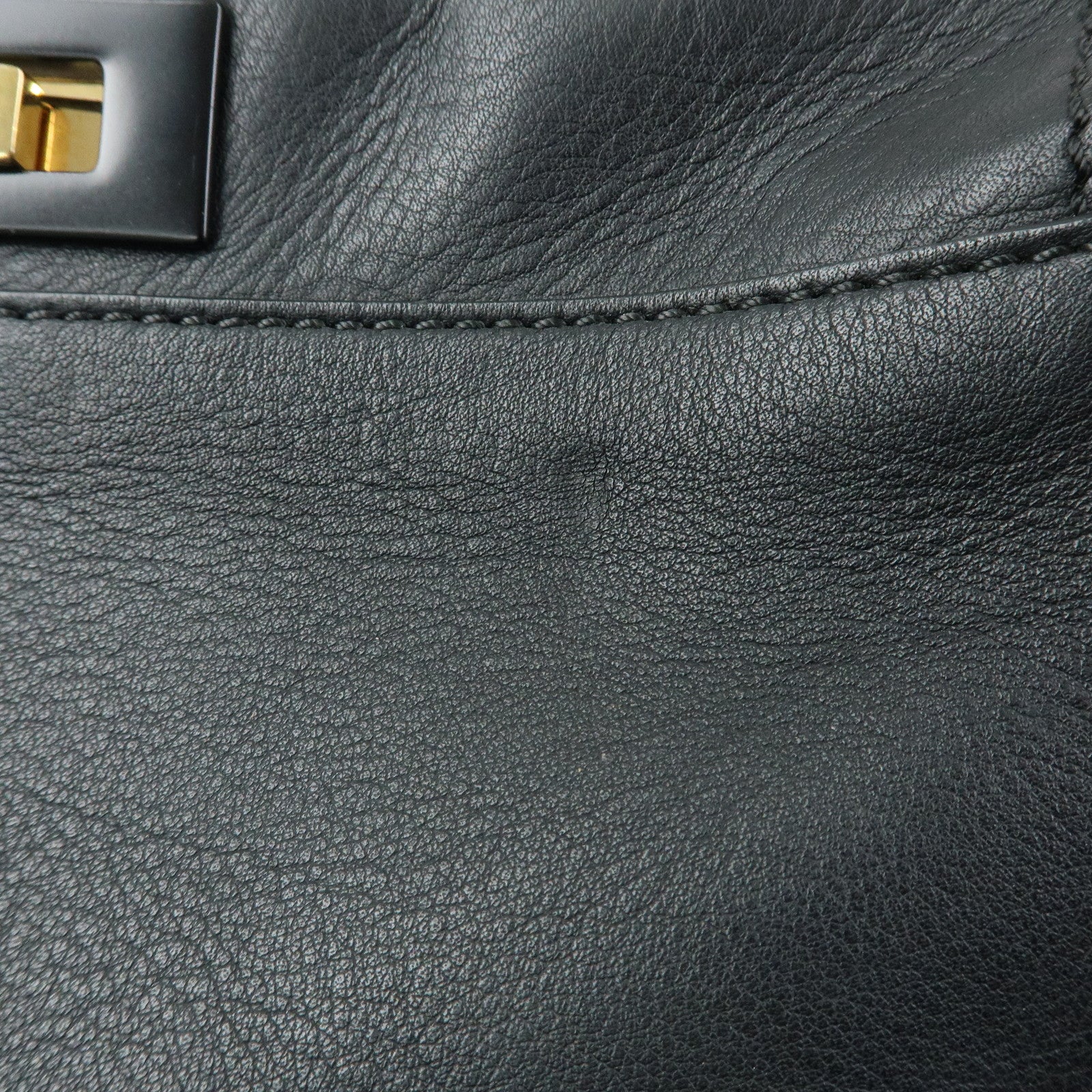 FENDI Peekaboo Leather 2Way Bag Hand Bag Shoulder Bag Black 8BN290