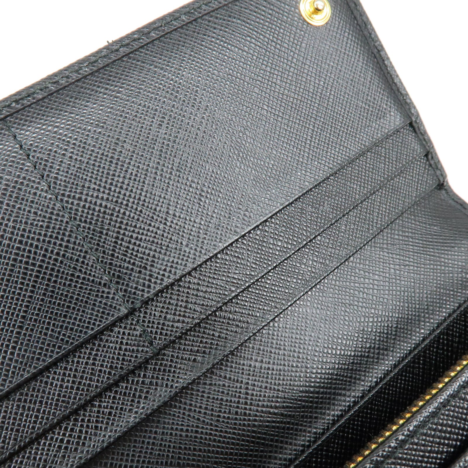 PRADA Saffiano Leather Ribbon Long Wallet Black