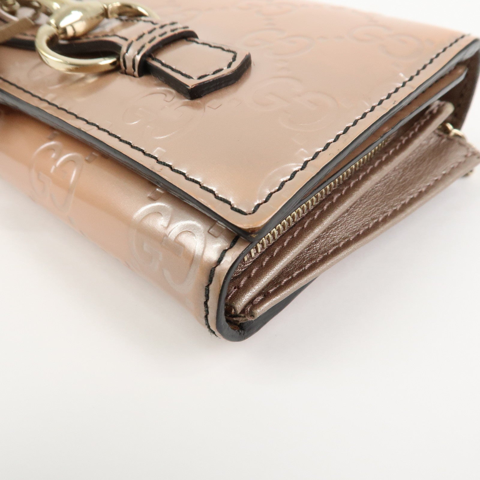 GUCCI Horsebit Guccissima Leather Chain Wallet Tassel Pink 295360