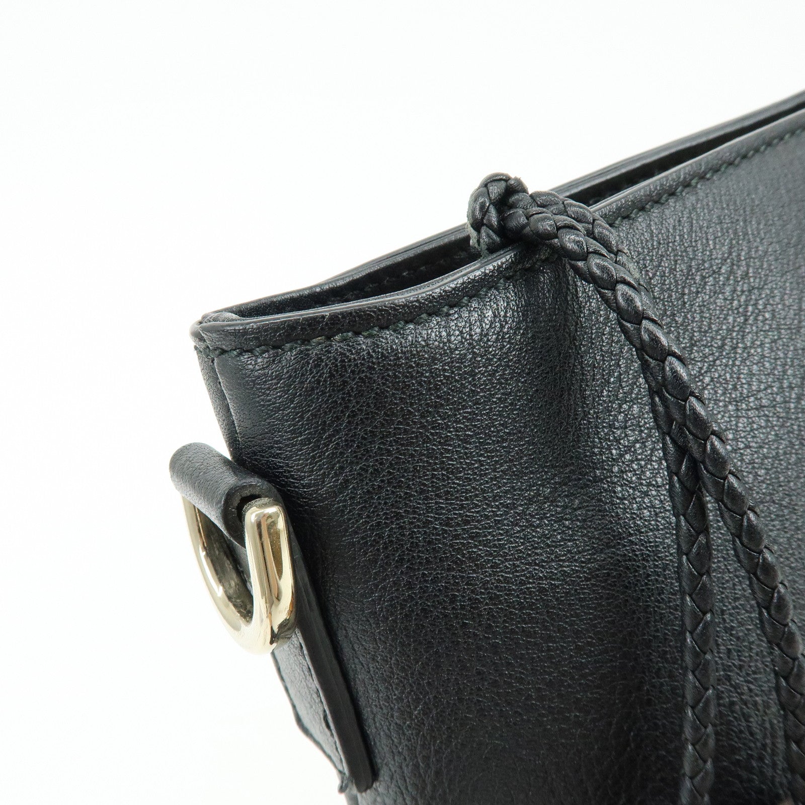 GUCCI Bamboo Leather 2Way Bag Tote Bag Shoulder Bag Black 365345
