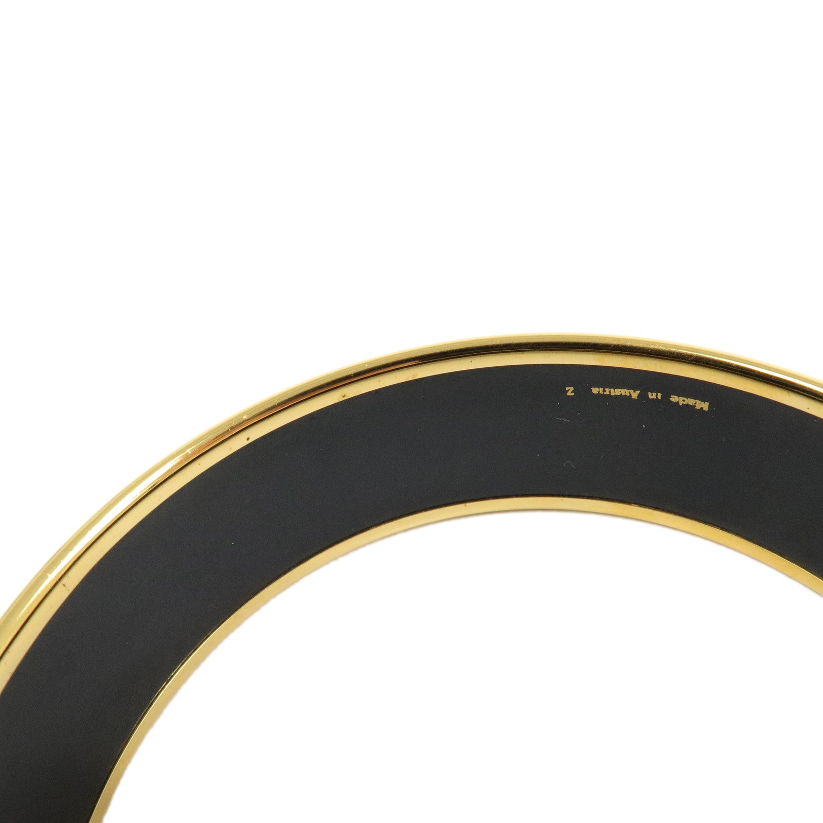 HERMES Email GM Gold Plated Bangle Bracelet Blue Gold
