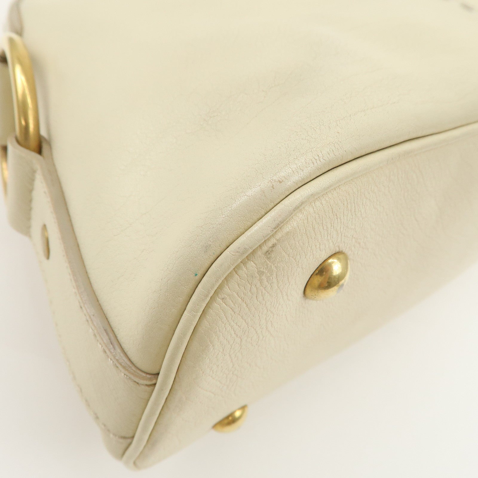 SAINT LAURENT PARIS Muse Leather Hand Bag Shoulder Bag Ivory