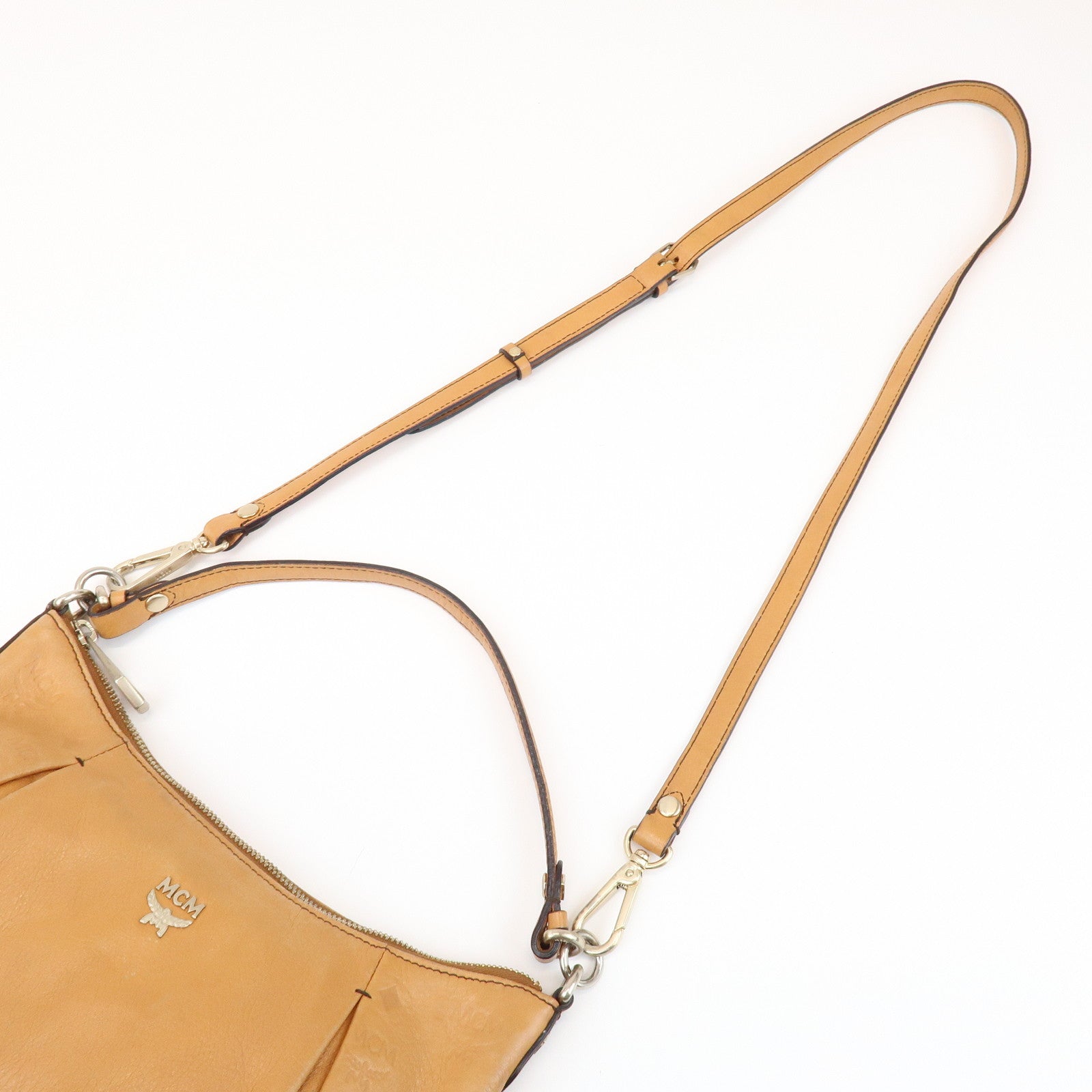 MCM Logo Leather 2WAY Bag Hand Bag Shoulder Bag Crossbody Bag Brown