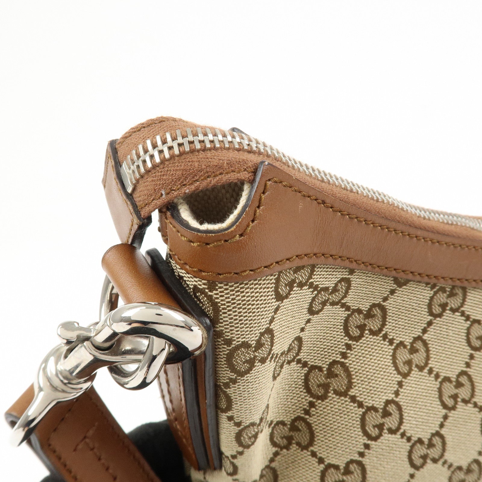 GUCCI Sherry GG Canvas Leather Shoulder Bag Beige Brown 353399