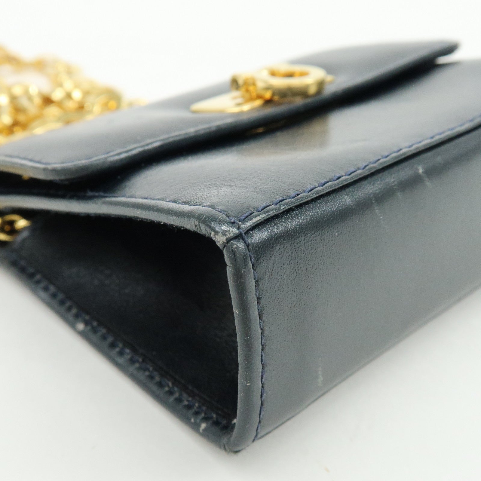 Ferragamo Gancini Leather Mini Shoulder Bag Crossbody Bag Navy