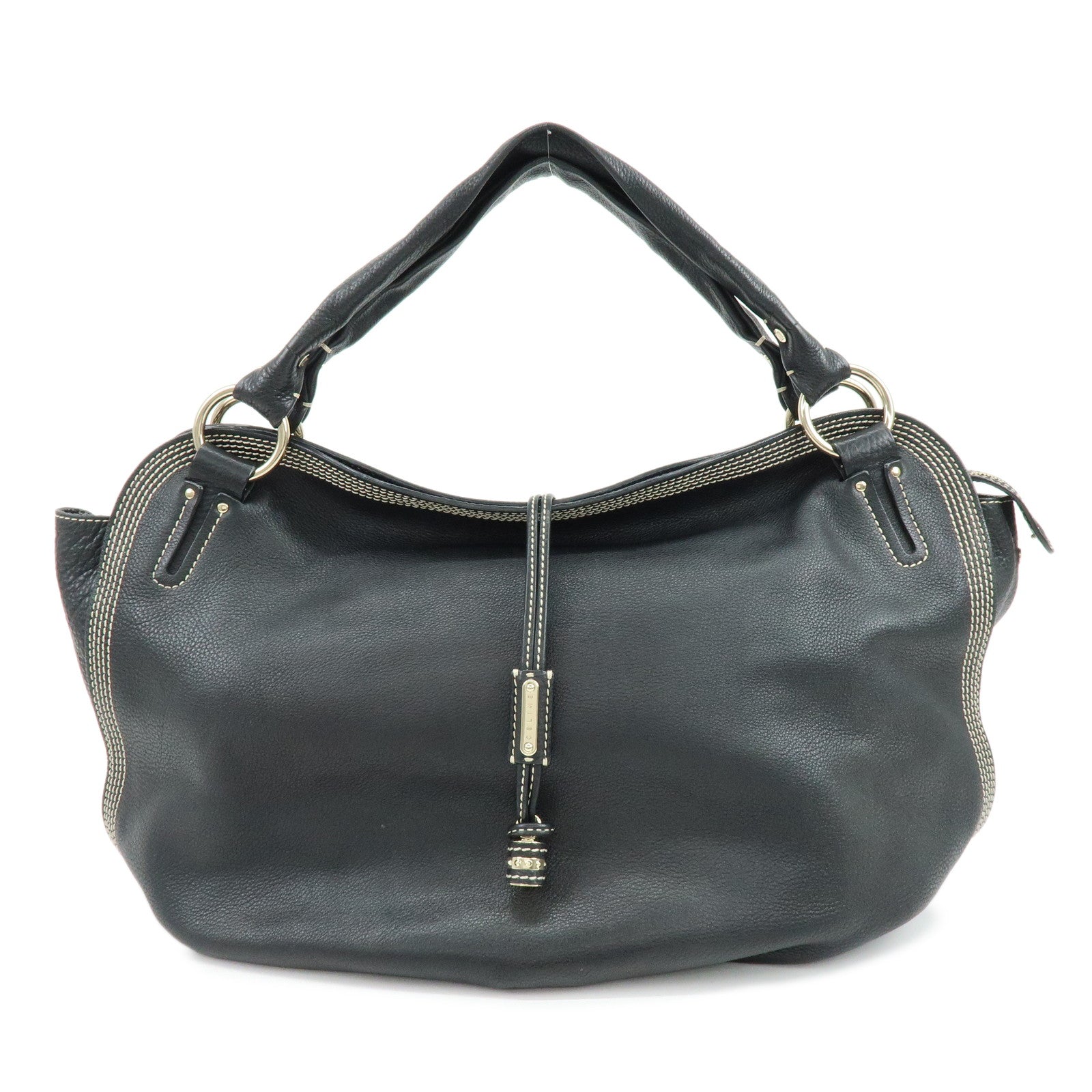 CELINE Leather Bittersweet Shoulder Bag Hand Bag Black