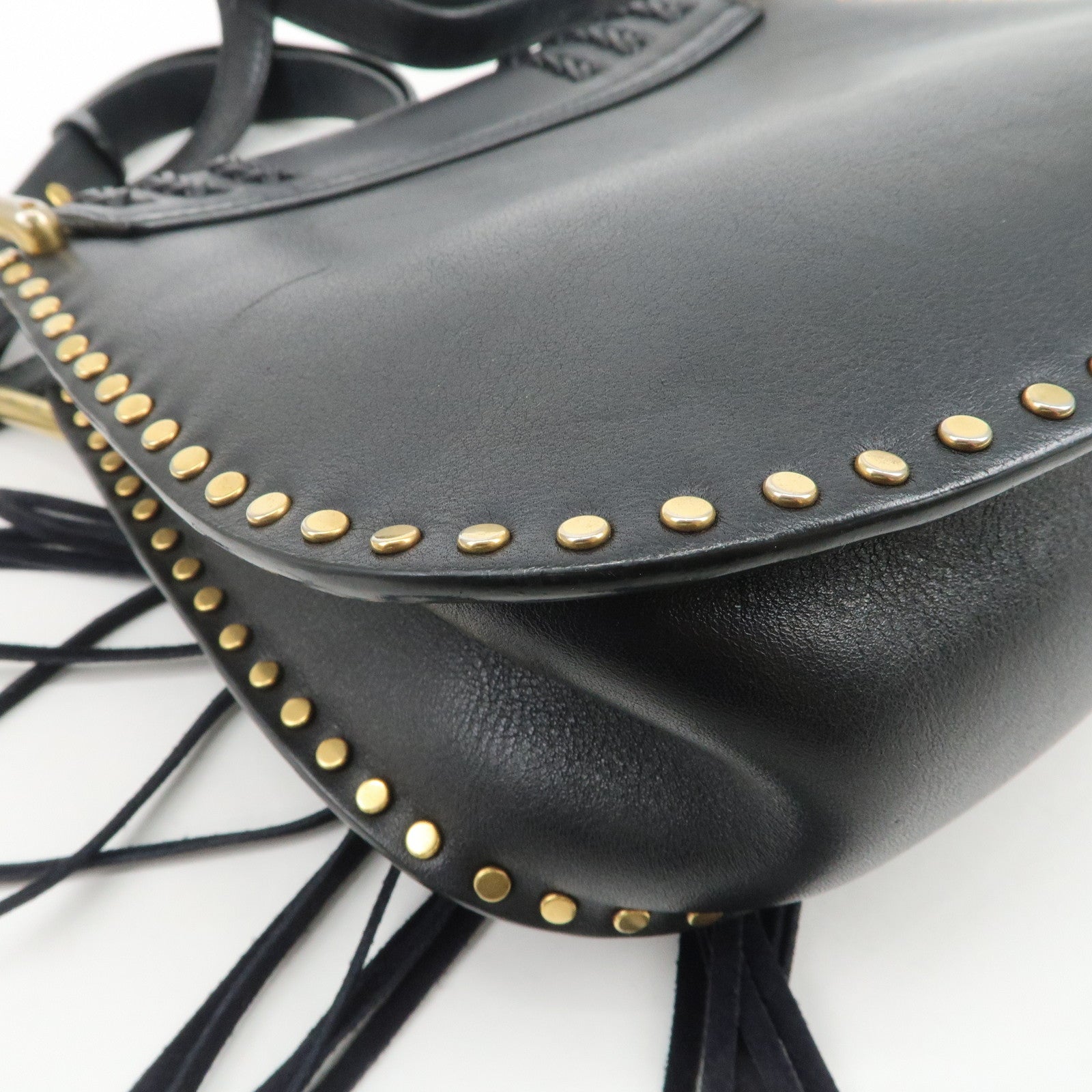 Chloe Hudson SAC'S PORTE EPAU Calf Leather Suede Shoulder Bag Black