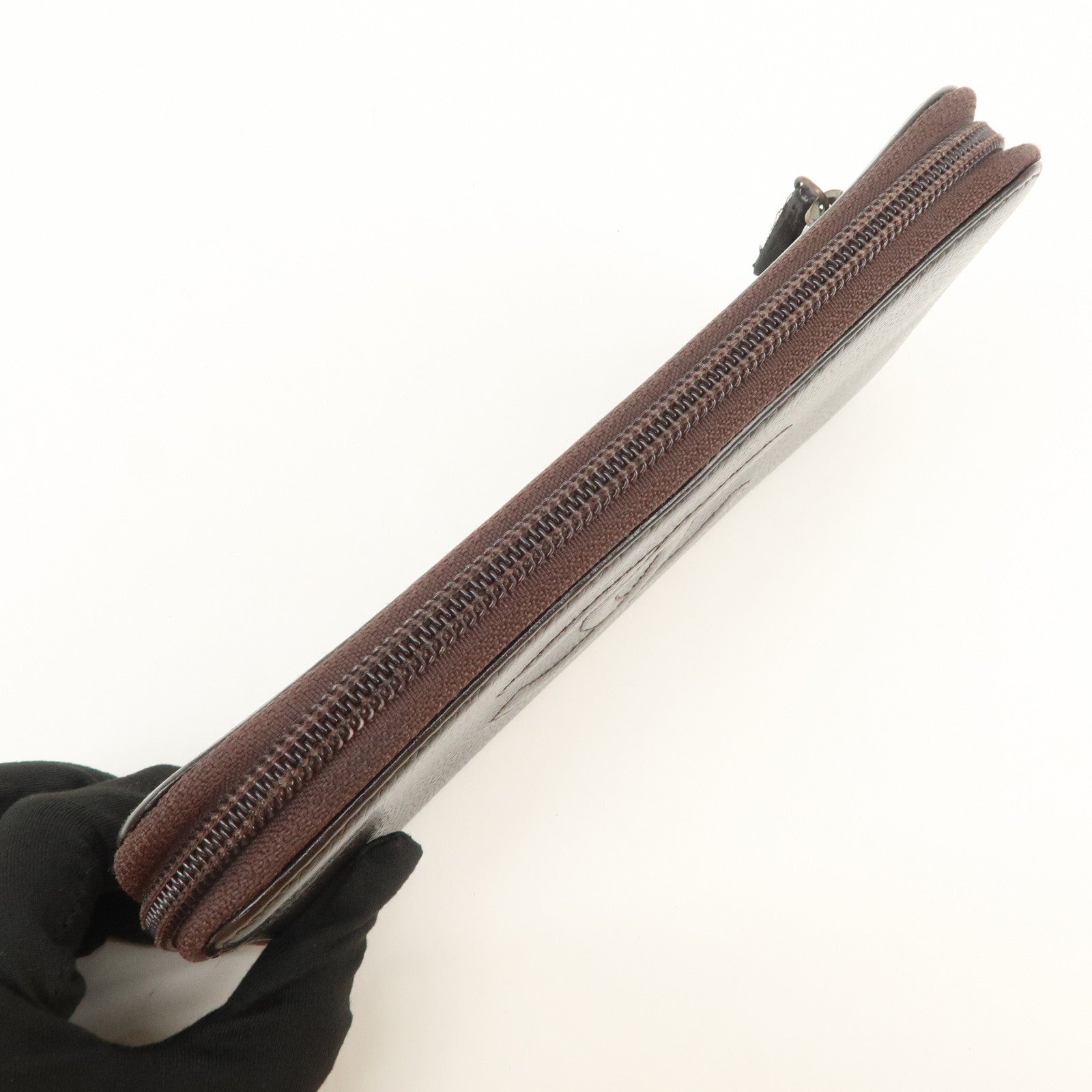 CHANEL COCO Mark Caviarskin Round Zippy Long Wallet Brown