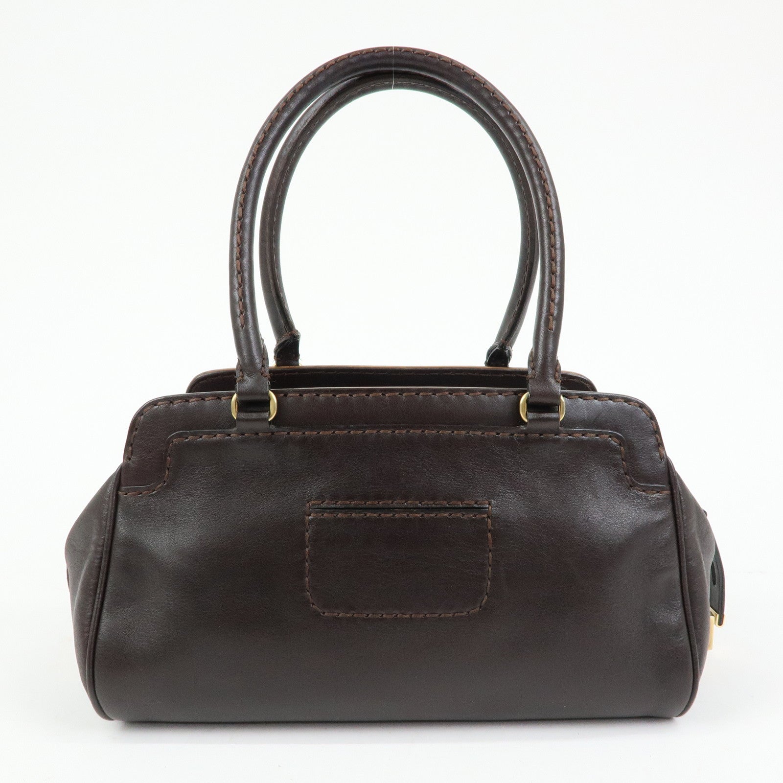 TOD'S Logo Leather Shoulder Bag Hand Bag Brown