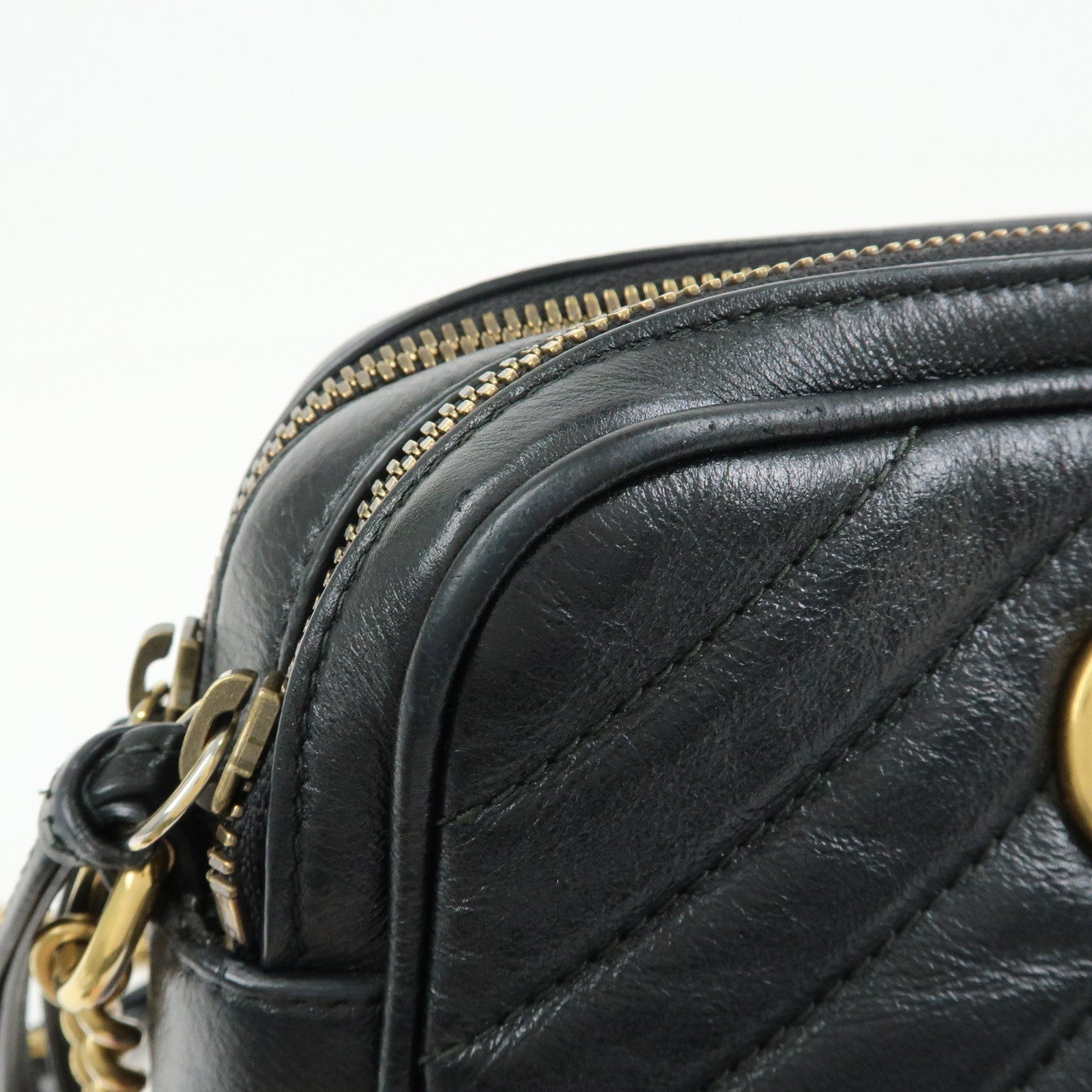 GUCCI GG Marmont Leather Chain Shoulder Crossbody Bag Black 550155
