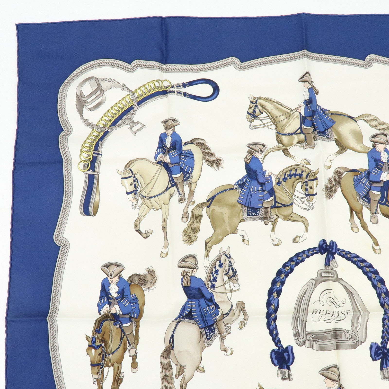 HERMES Carre 90 Set of 2 Silk 100% Scarf REPRISE MORS&FILETS