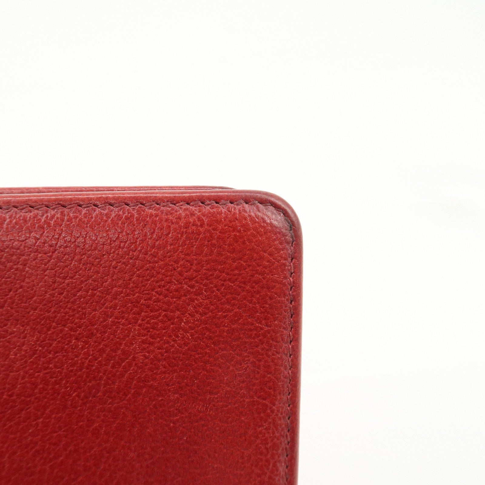 CHANEL COCO Mark Camellia Logo Leather Flap Long Wallet Red