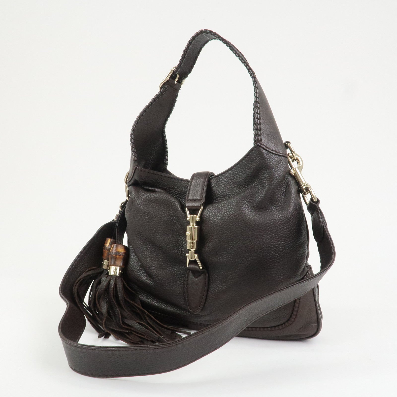 GUCCI New Jackie Leather 2Way Shoulder Bag Tassel Charm 219725