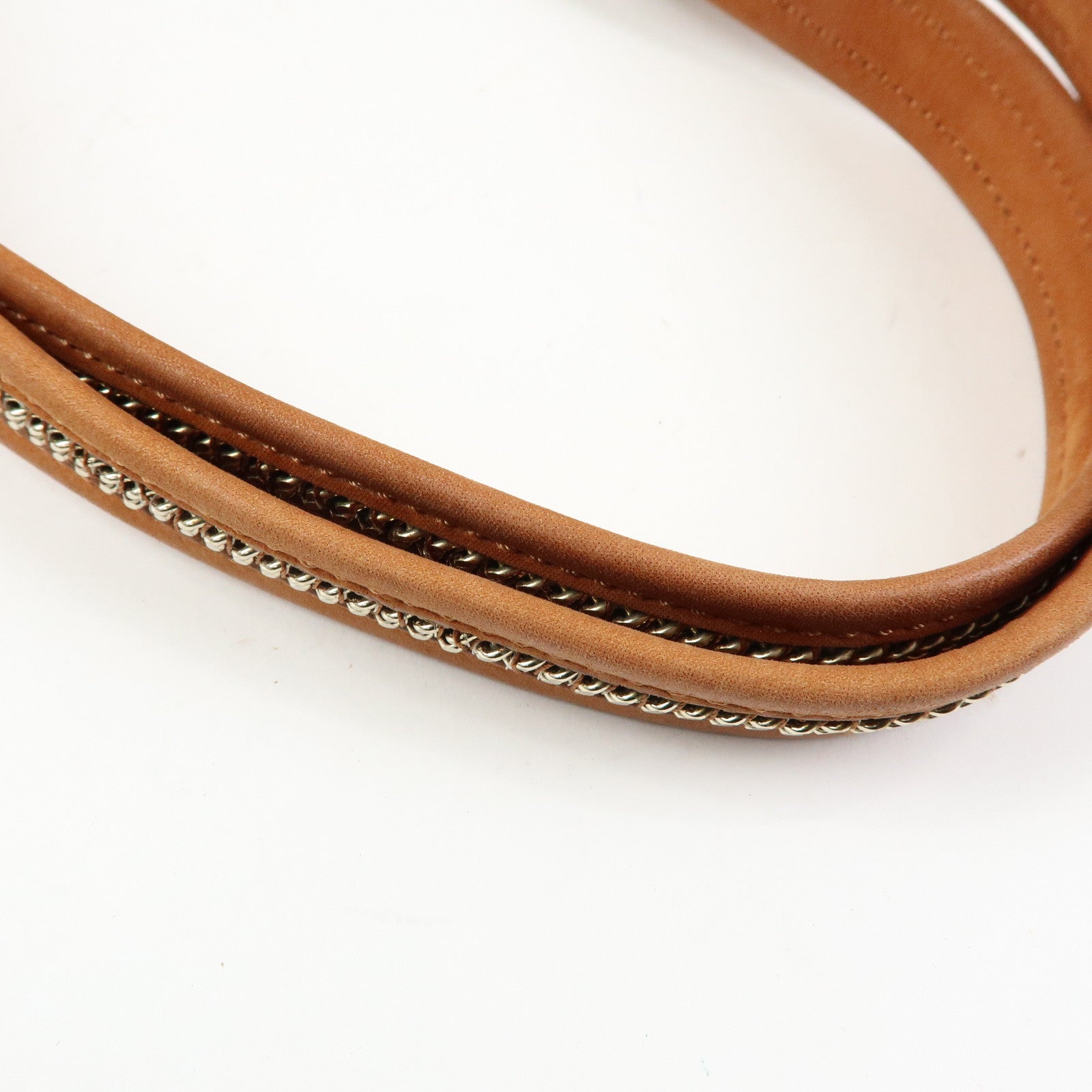 FENDI Leather LAMPO Tote Bag Shoulder Bag Camel Brown 8BR636