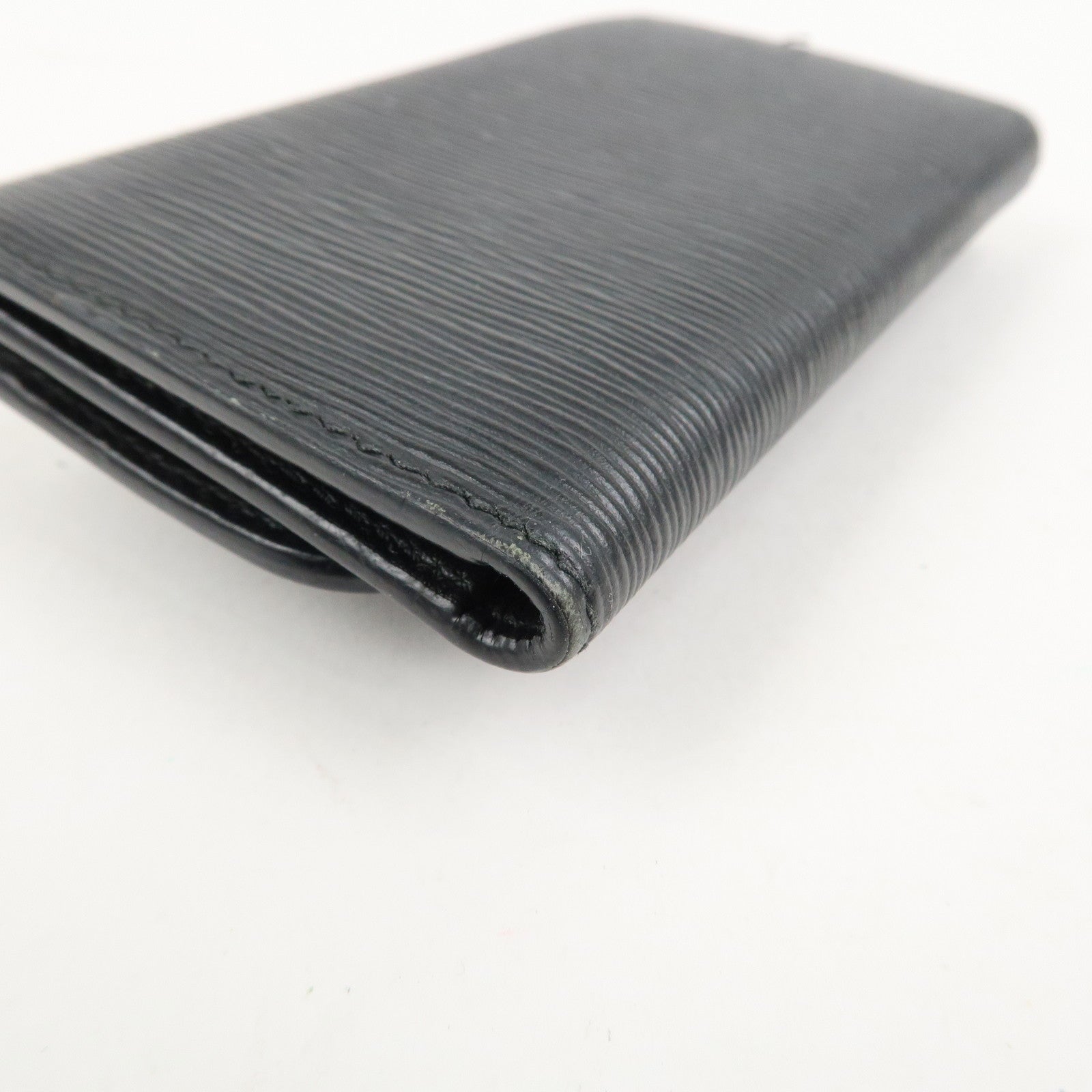 PRADA Triangle Logo Leather 6 Rings Key Case Black 1PG222