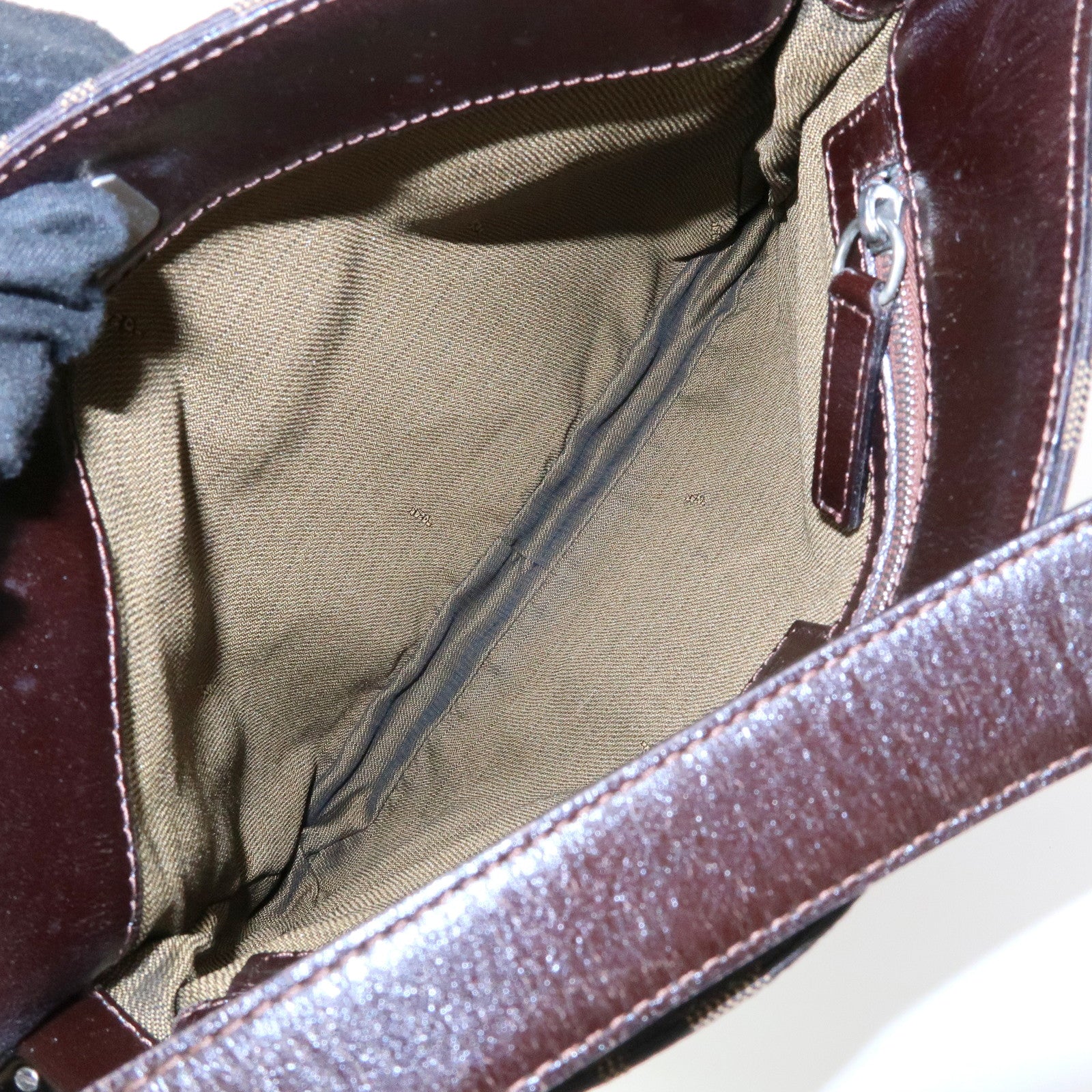 FENDI Zucca Canvas Leather Shoulder Bag Brown