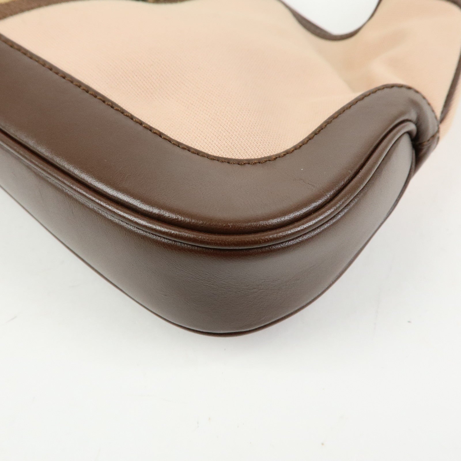 GUCCI Jackie Canvas Leather Shoulder Bag Pink Brown 001・3785