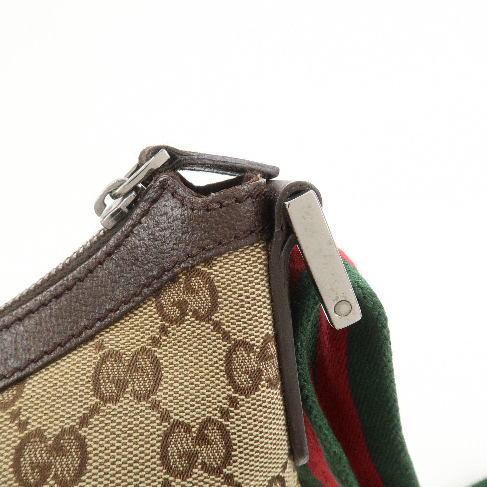 GUCCI Sherry GG Canvas Leather Shoulder Bag Beige Brown 181092