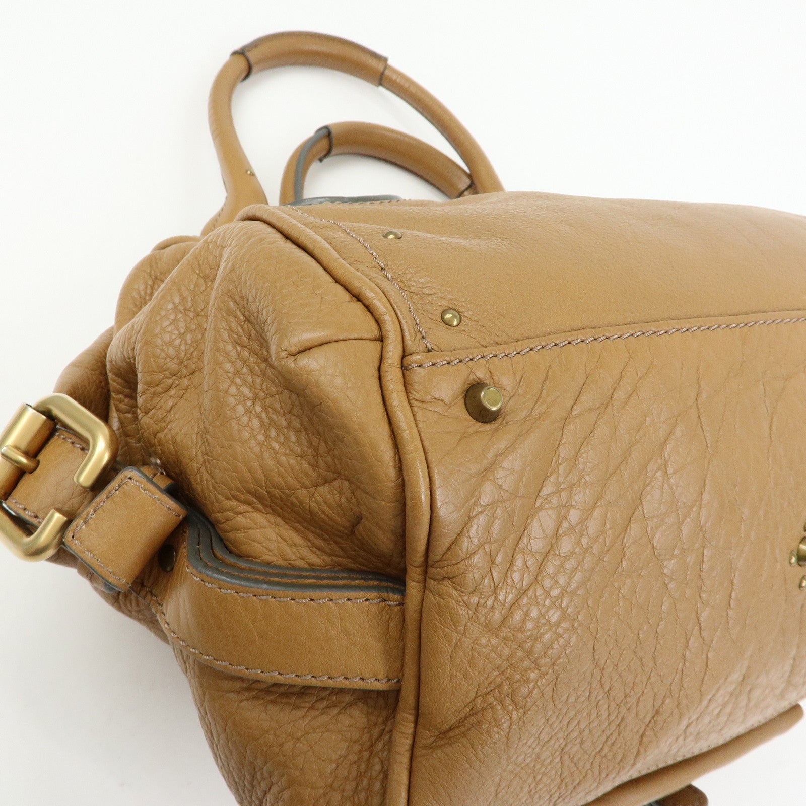 Chloe Paddington Leather Shoulder Bag Boston Bag Brown