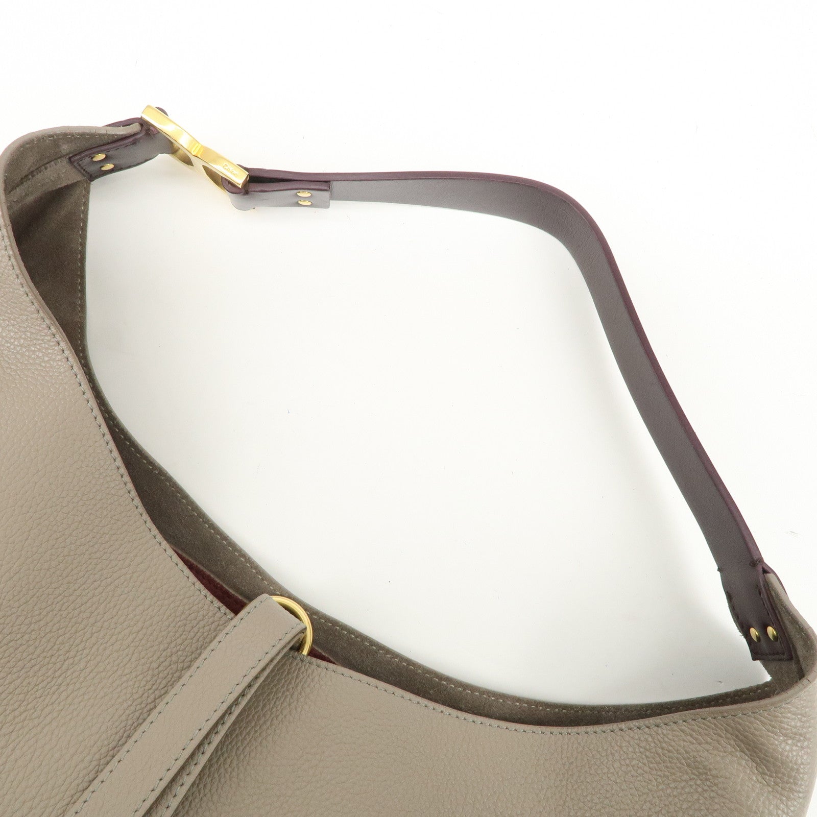 Chloe Marcie Grain Calf Leather Hobo Bag Shoulder Bag Motty Grey