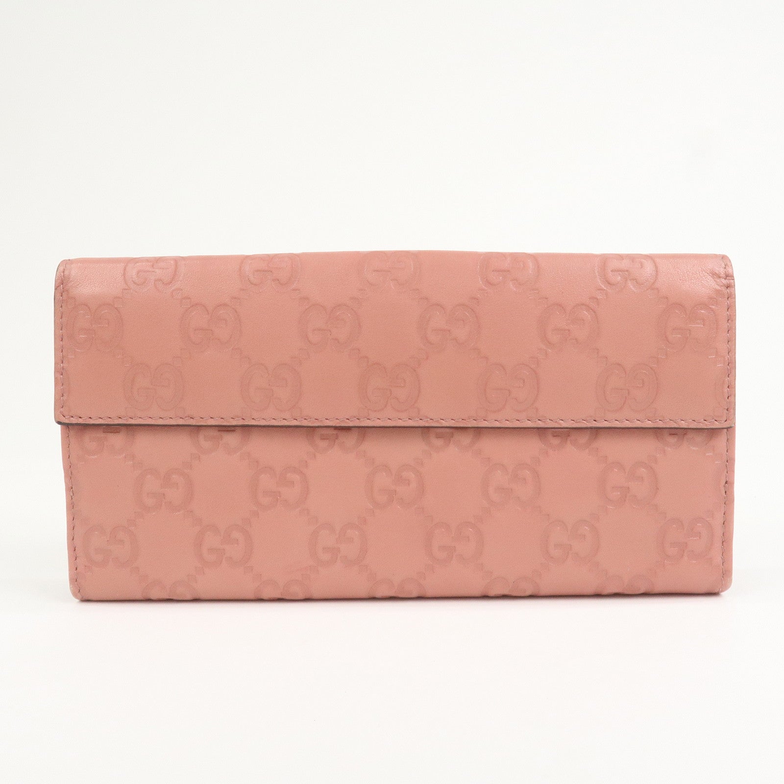 GUCCI Guccissima Leather Heart W Hook Bi-fold Wallet Pink 203550