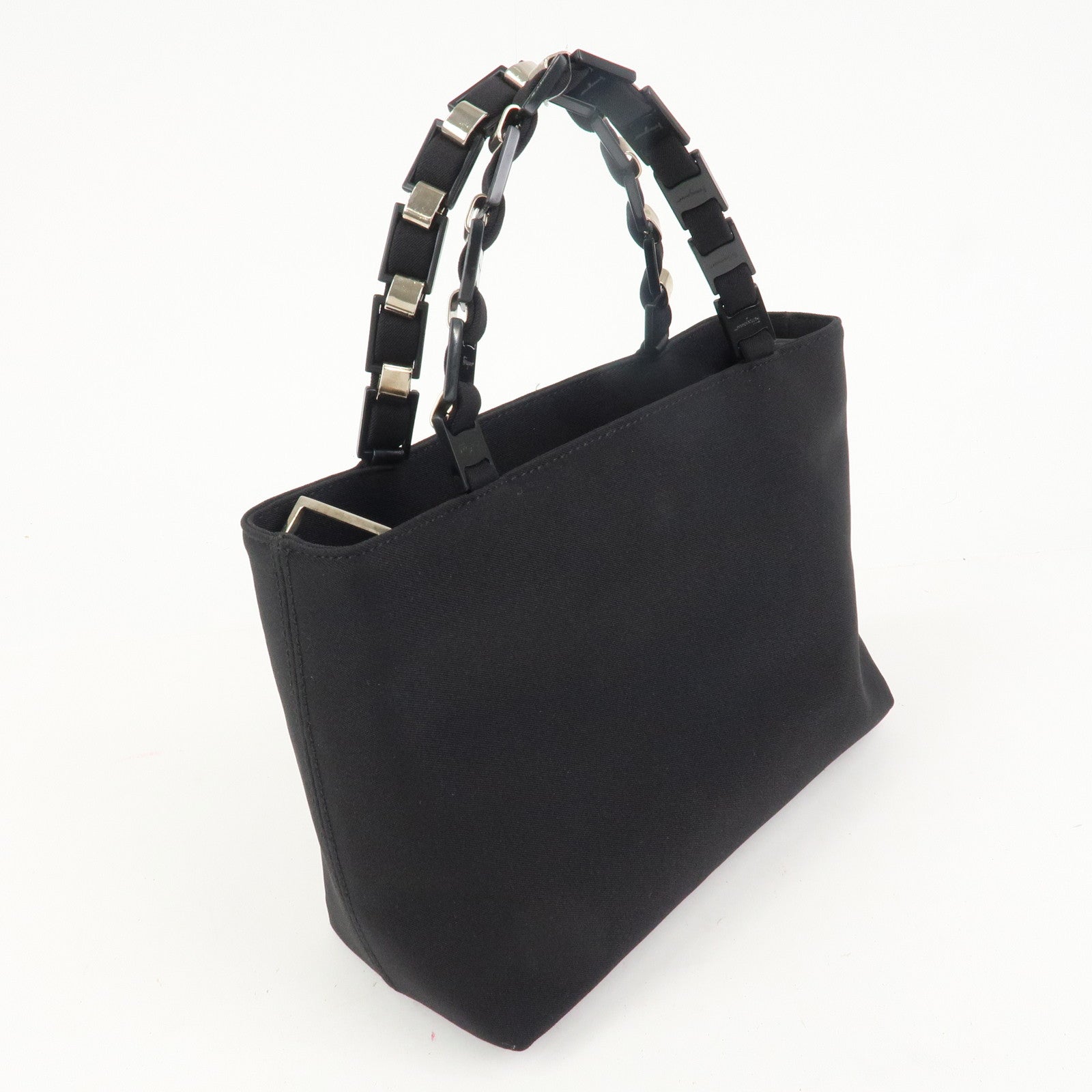 Ferragamo Logo Nylon Hand Bag Shoulder Bag Black