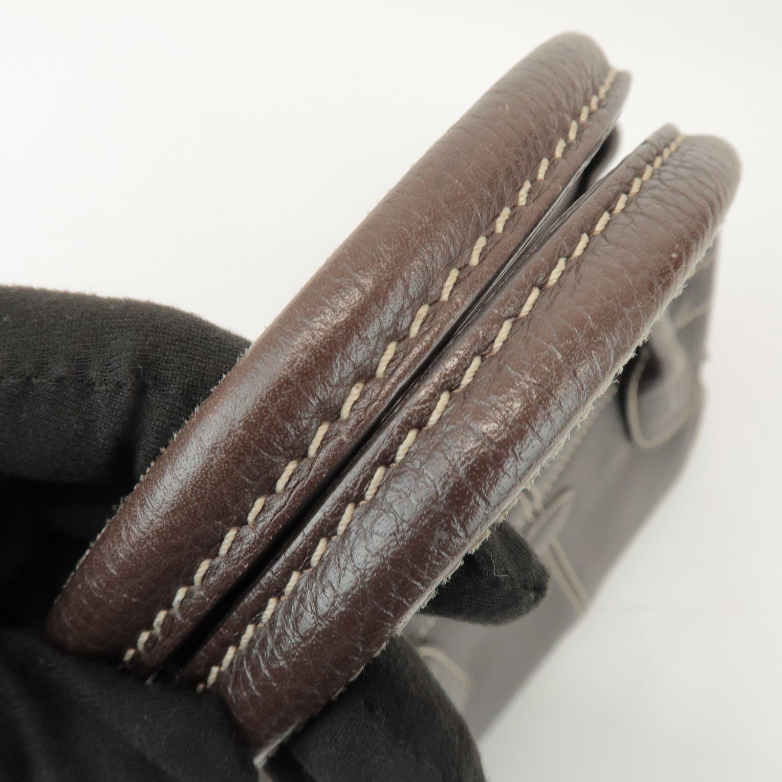 TOD'S Leather Shoulder Bag Hand Bag Dark Brown