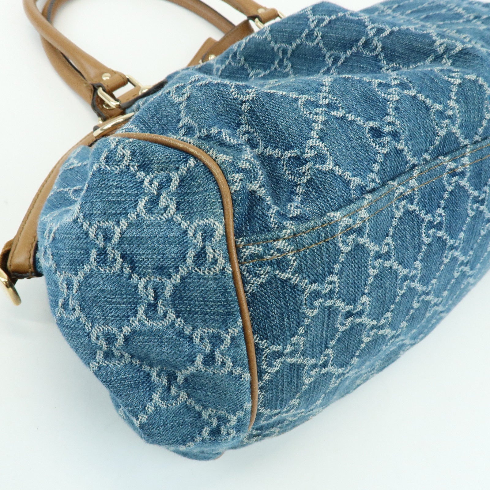 GUCCI Sukey Interlocking G Denim 2Way Hand Shoulder Bag Blue 223974