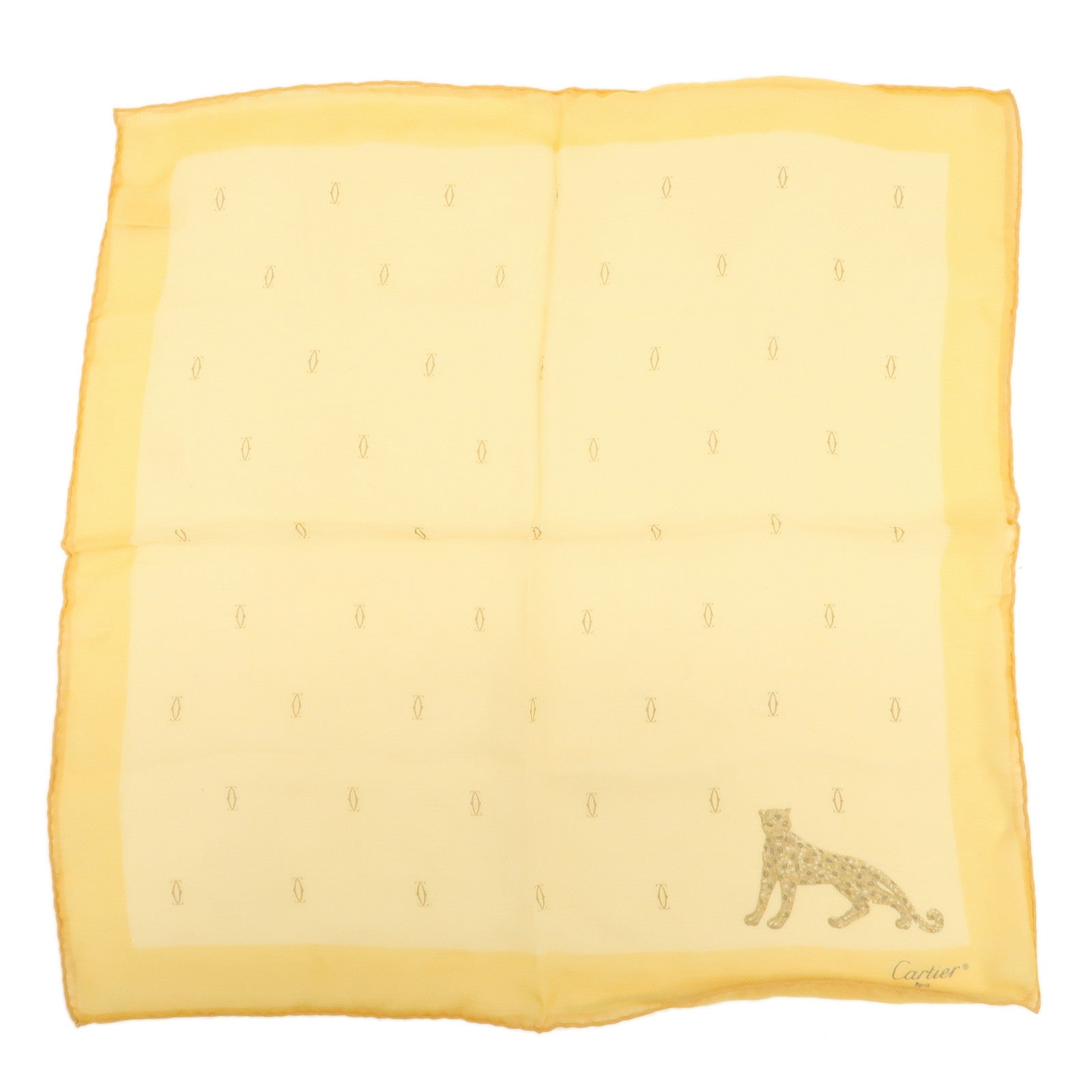 Cartier Logo Silk 100% Scarf Yellow