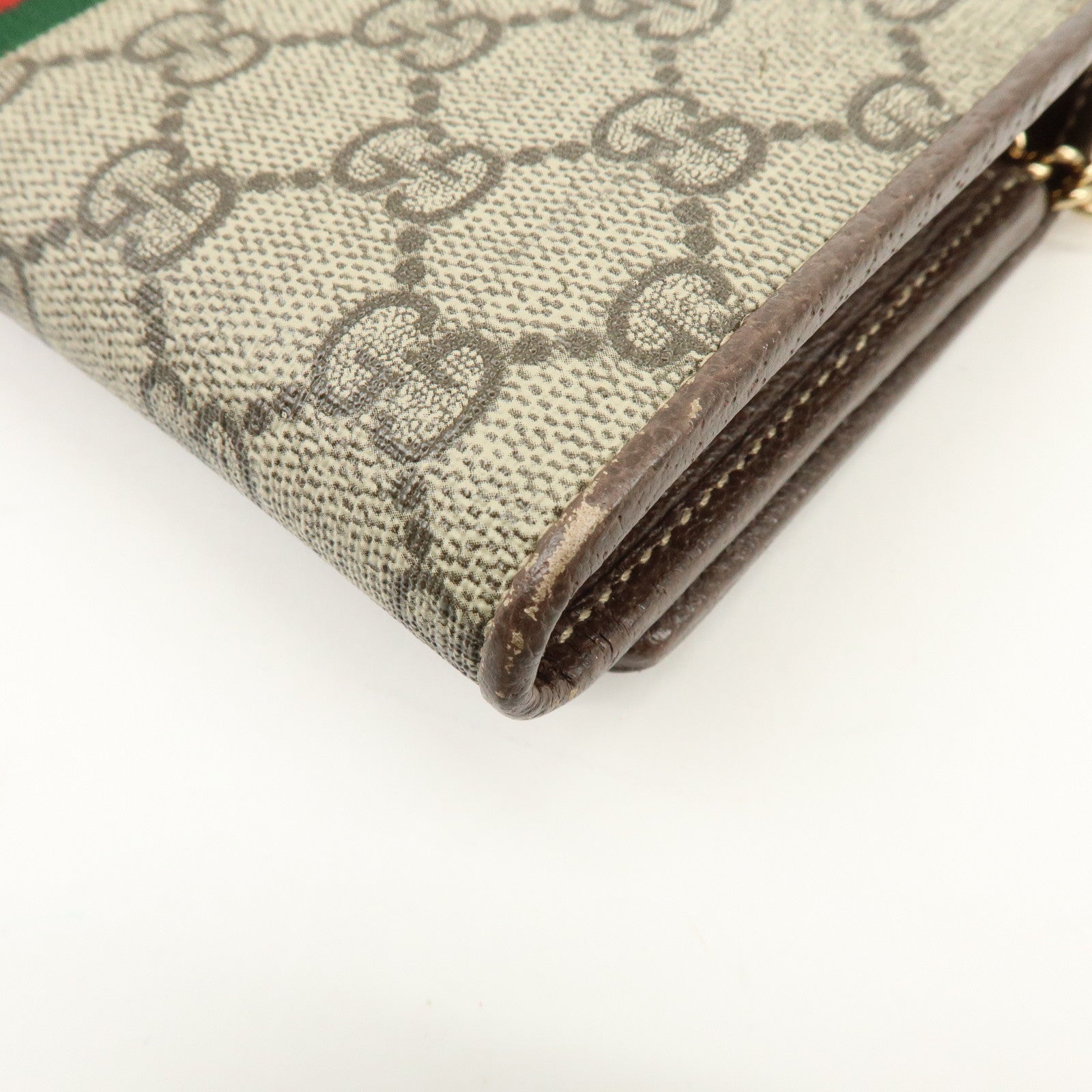 GUCCI Sherry Ophidia GG Supreme Leather Chain Wallet Beige 546592