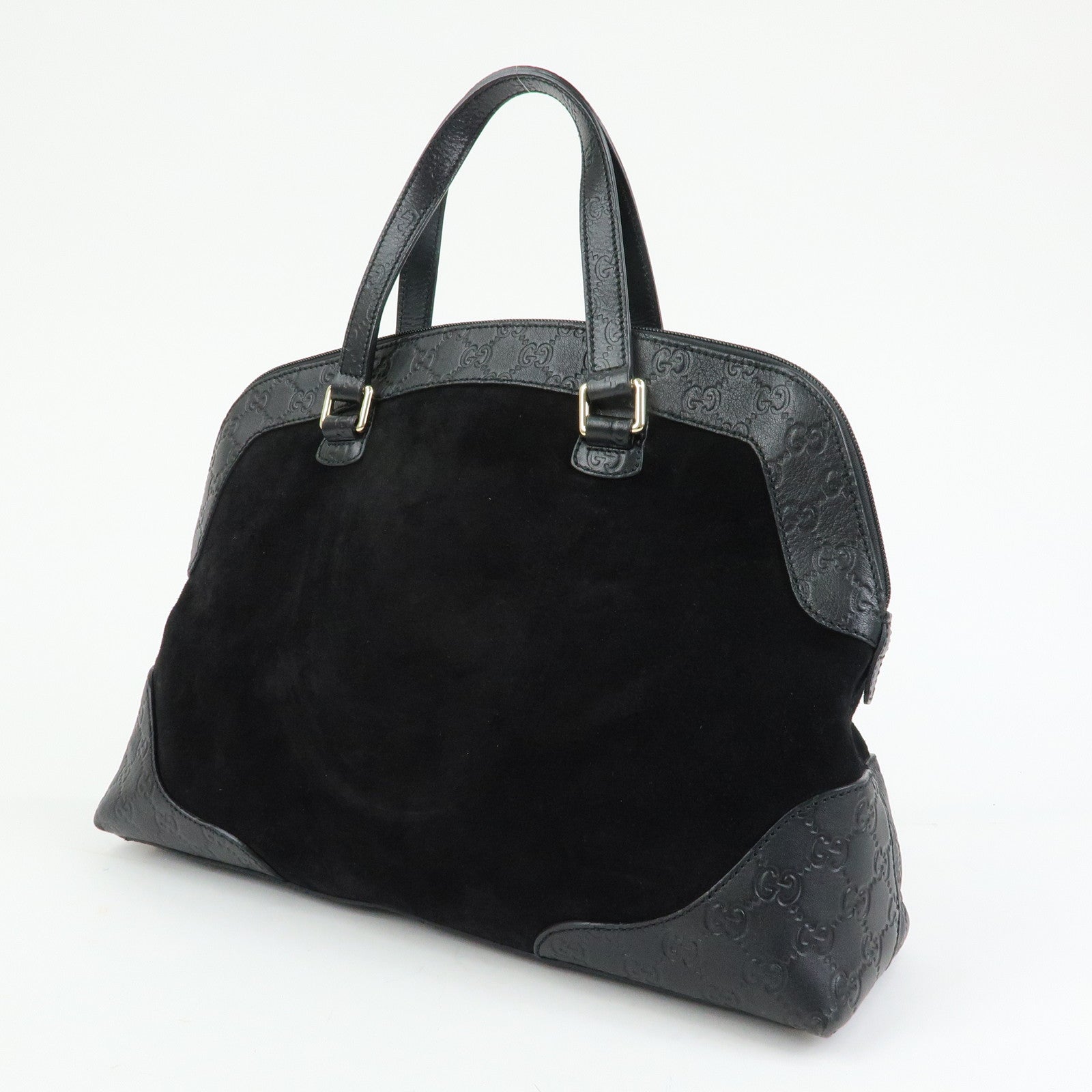 GUCCI Guccissima Leather Suede Hand Bag Shoulder Bag Black 295530