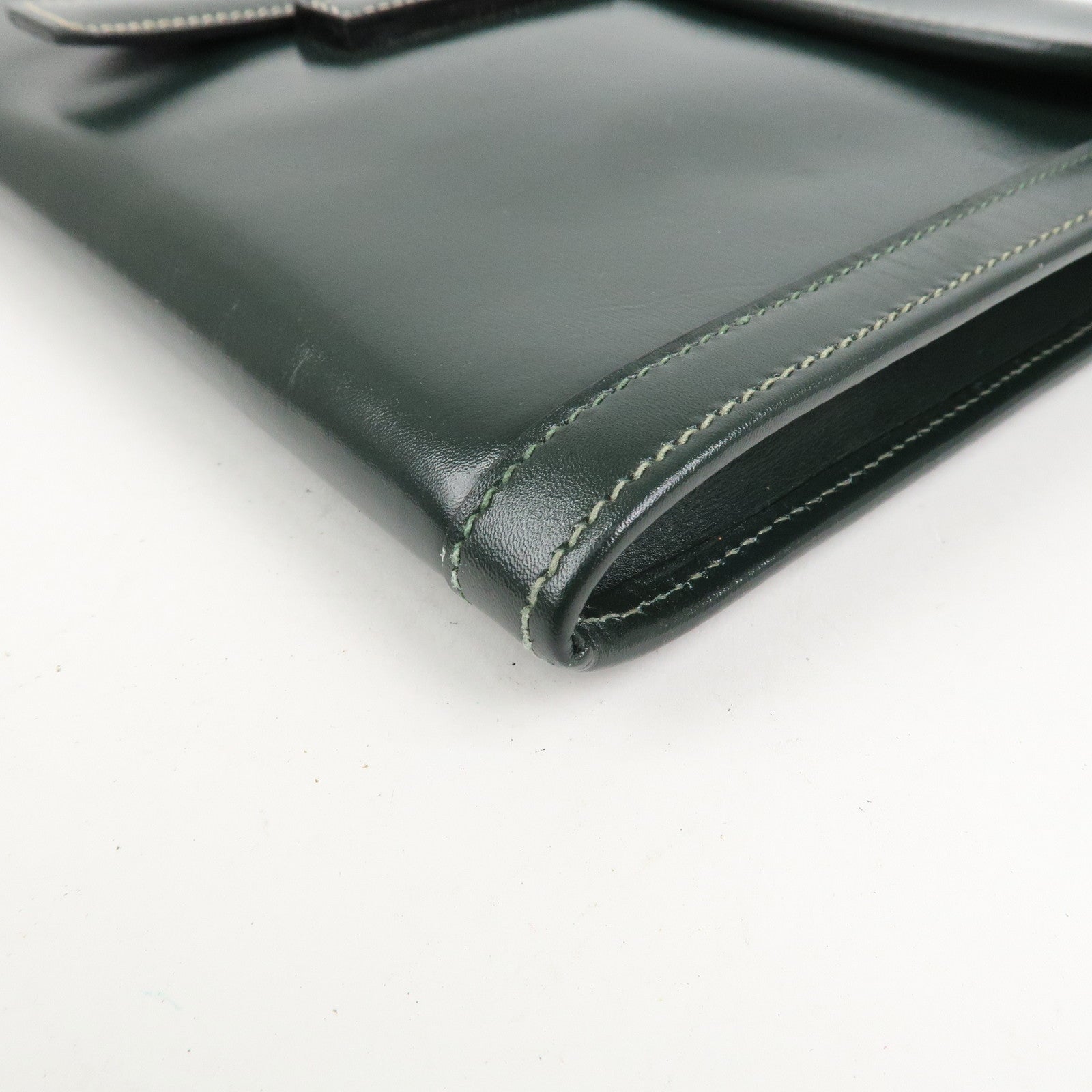 HERMES Box Calf Gige PM Clutch Bag O Stamped Dark Green