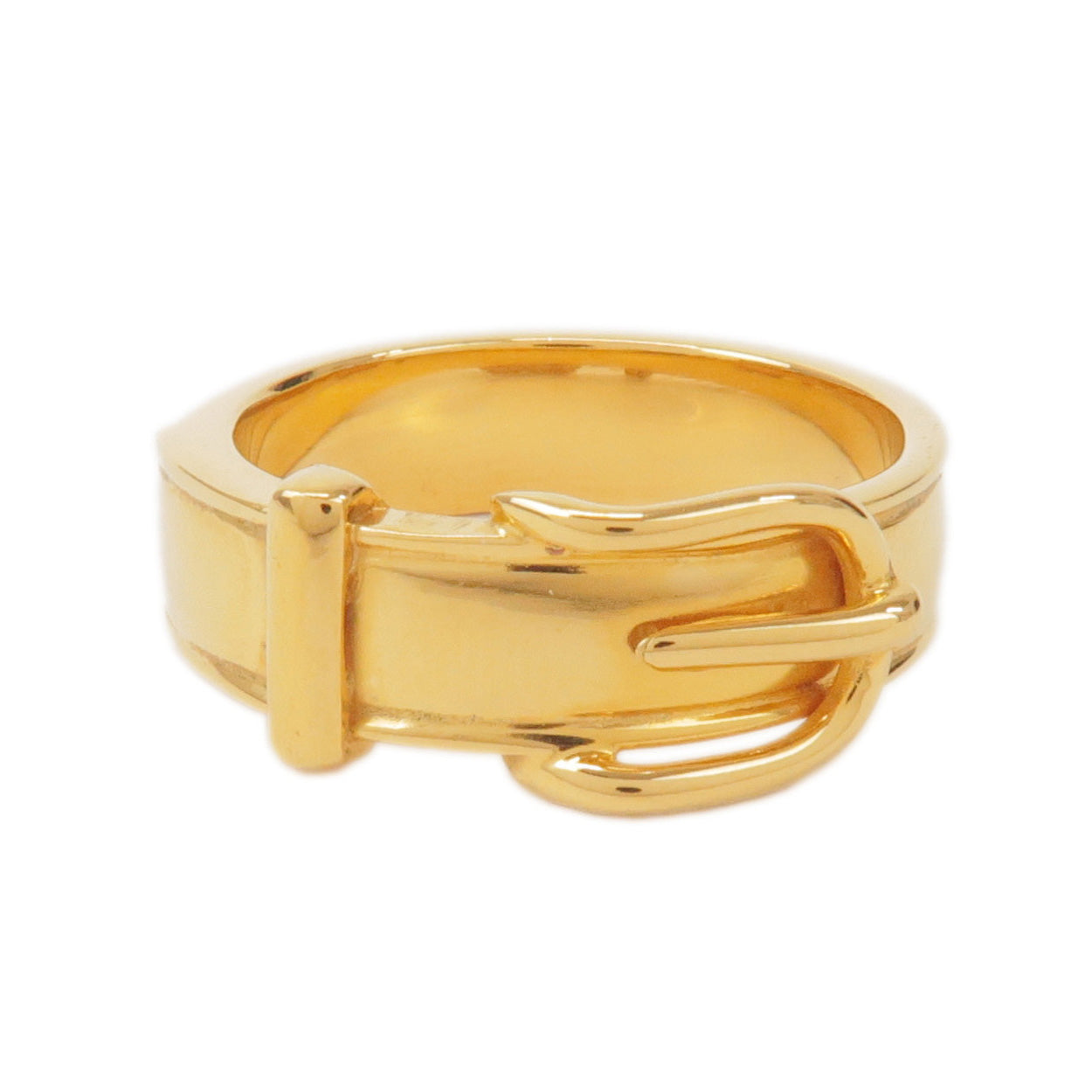 HERMES Ceinture Motif Metal Scarf Ring Gold