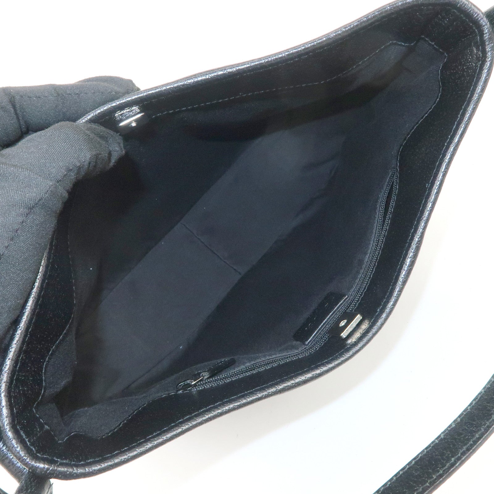 GUCCI GG Canvas Leather Shoulder Bag Hand Bag Black 113012