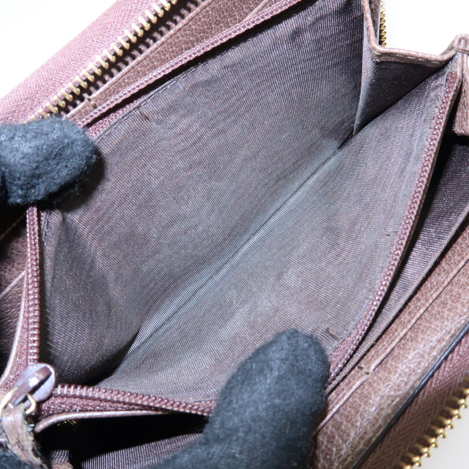 GUCCI Ophidia Sherry GG Supreme Leather Round Zippy Wallet 523154