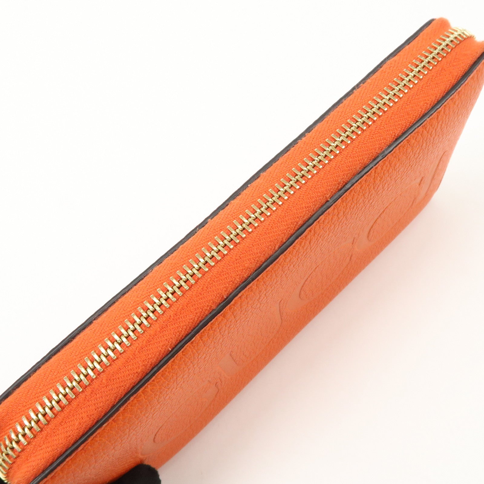 GUCCI Logo Leather Round Zippy Long Wallet Orange 658691