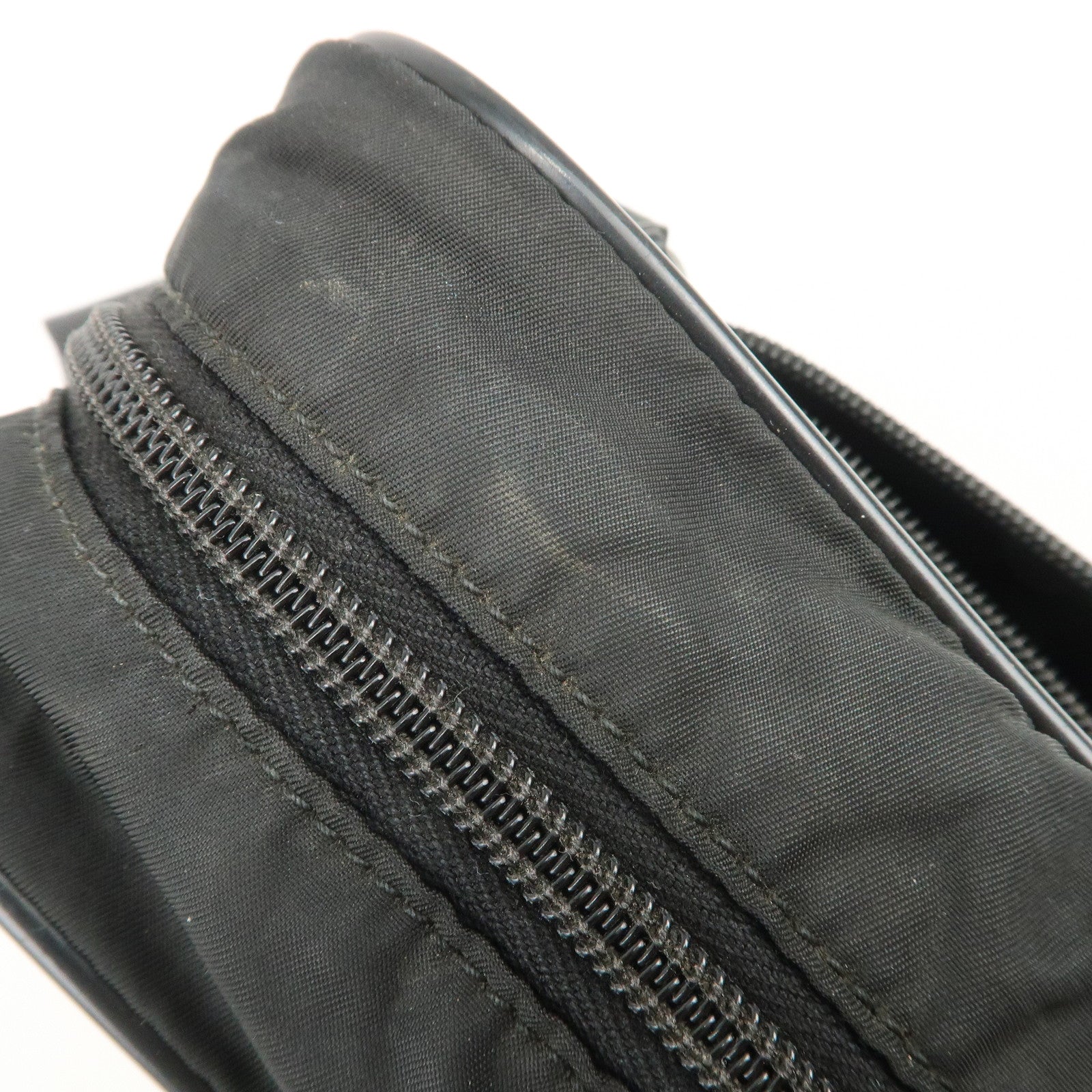 PRADA Logo Nylon Leather Shoulder Bag Crossbody Bag Black BT0421