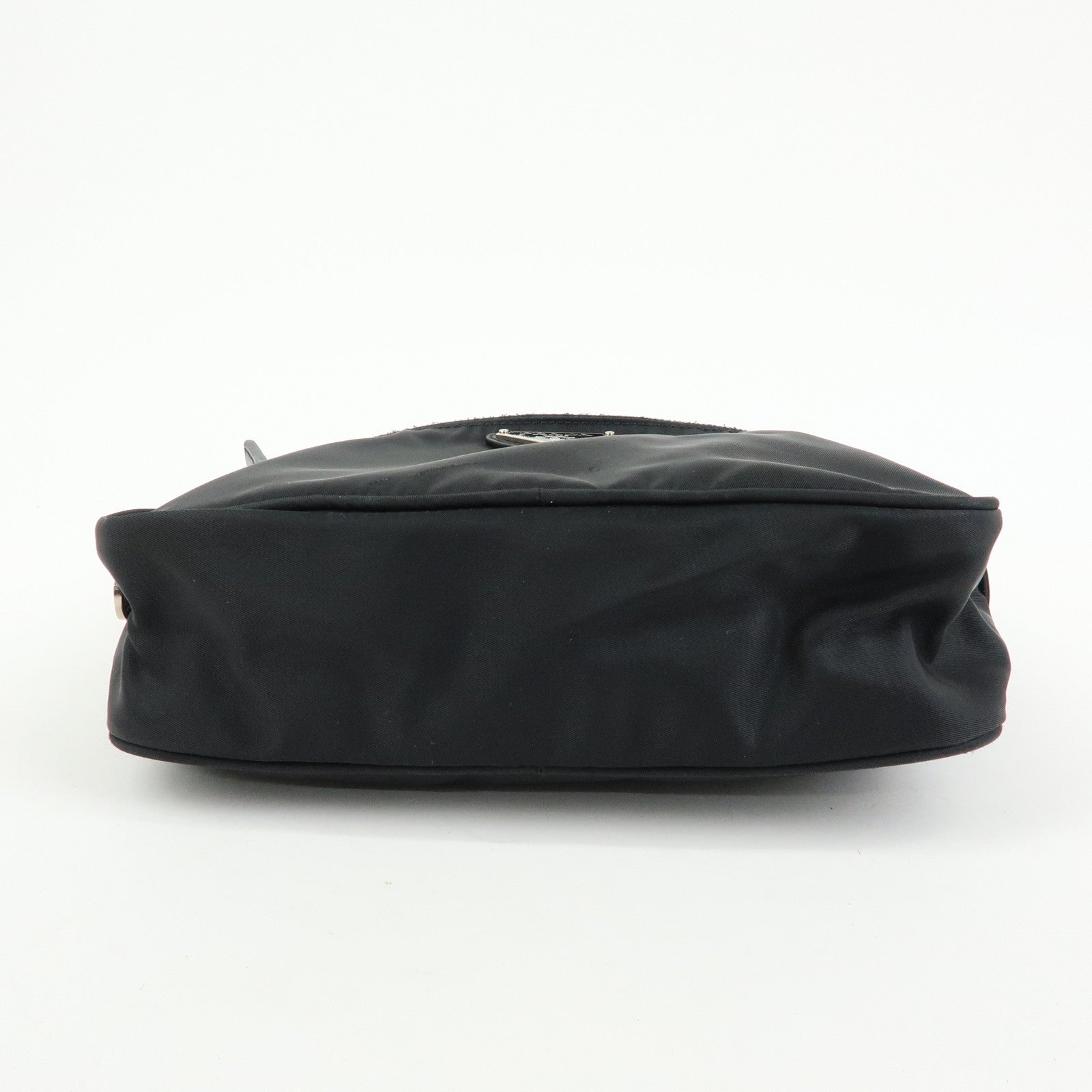 PRADA Triangle Logo Nylon Leather Shoulder Crossbody Bag Black