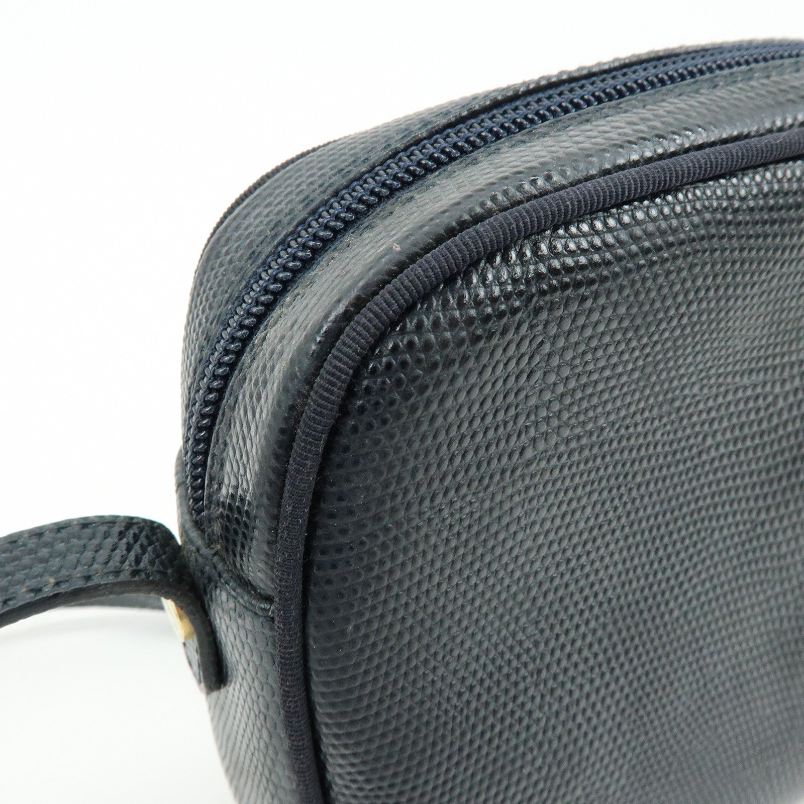 Ferragamo Vara Embossed Leather Shoulder Bag Crossbody Bag Navy