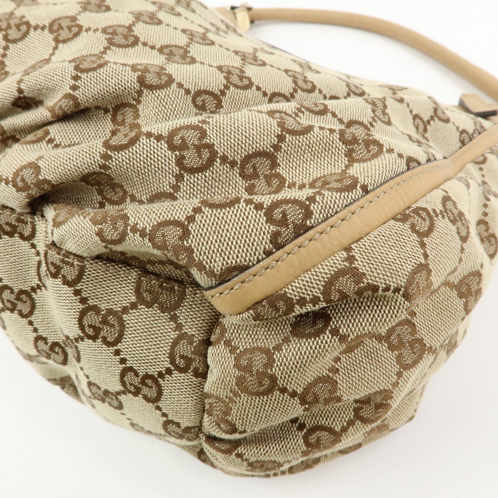 GUCCI Abbey GG Canvas Leather Shoulder Bag Hand Bag Brown 189833