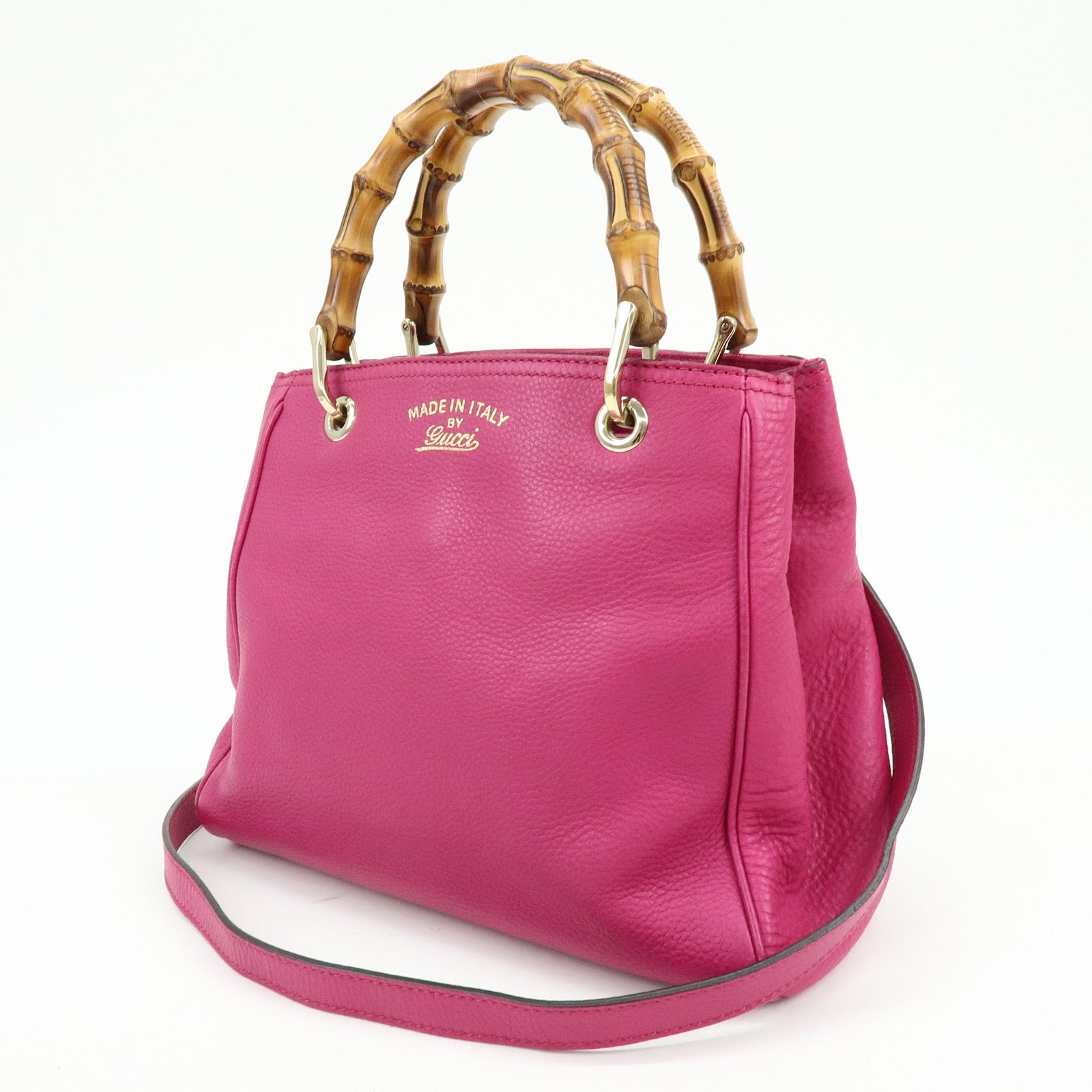 GUCCI Bamboo Leather 2Way Bag Hand Bag Shoulder Bag Pink 336032