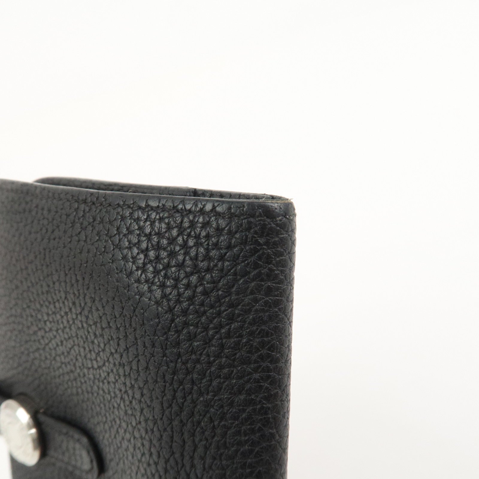 HERMES Dogon Togo Leather Compact Wallet Y Stamped Black