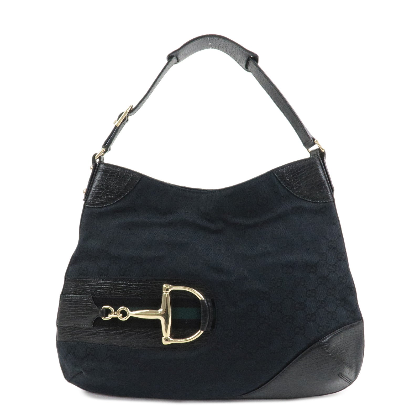 GUCCI Horsebit Shoulder Bag Hand Bag Black 137386