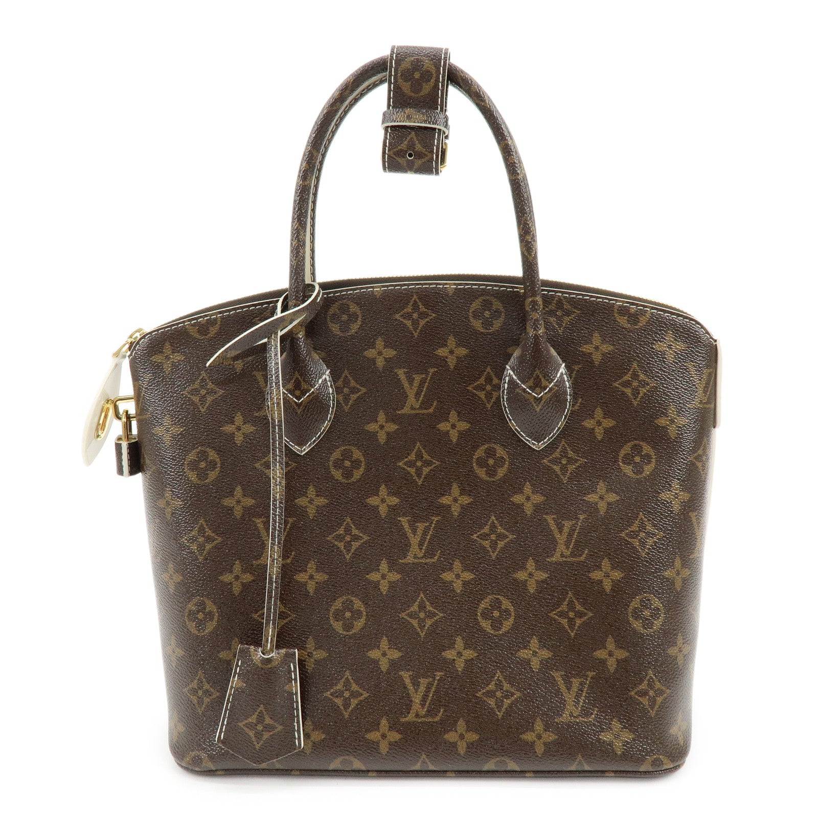 Louis Vuitton Shiny Monogram Canvas Lockit Hand Bag Brown M40597